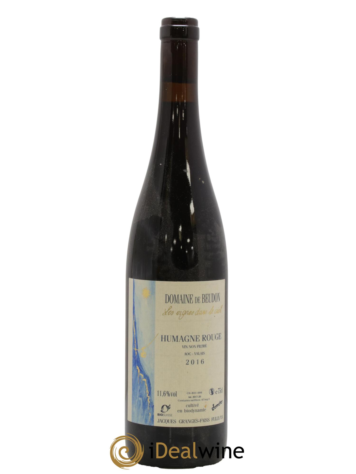 Valais Humagne Vieilles Vignes Domaine De Beudon 2016 - Lot de 1 bouteille - 0