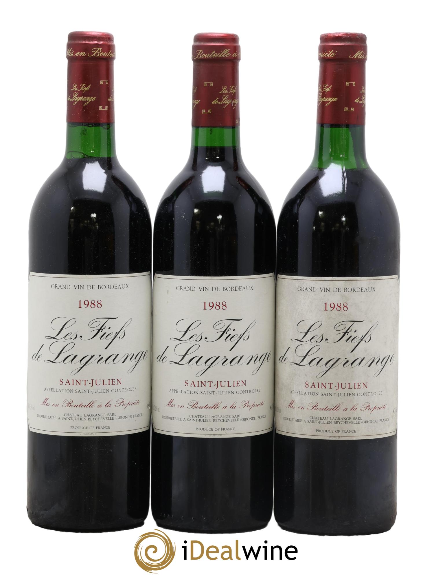 Les Fiefs de Lagrange Second Vin 1988 - Lot of 3 bottles - 0