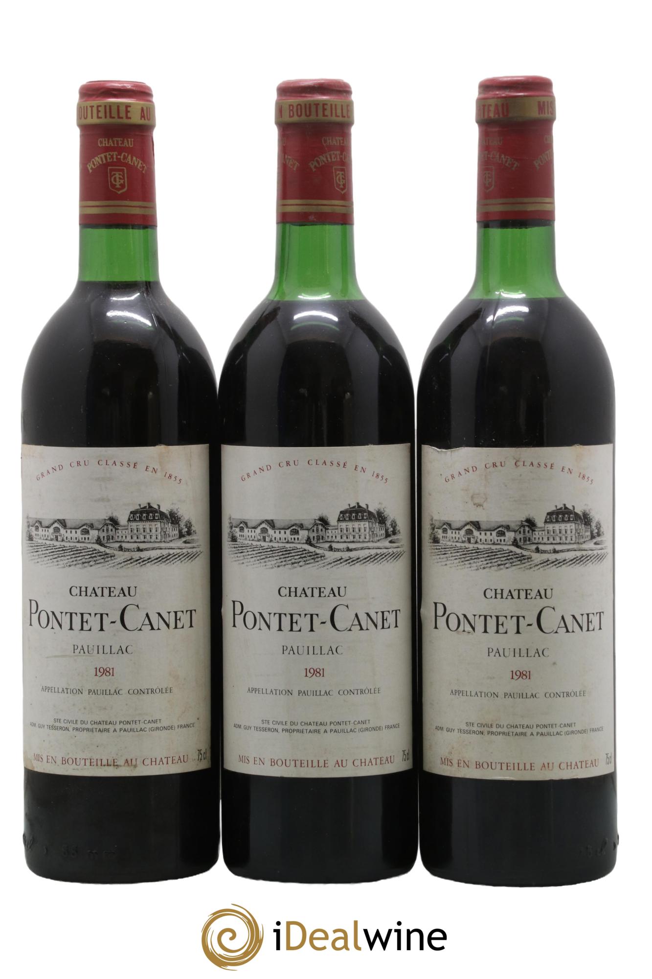 Château Pontet Canet 5ème Grand Cru Classé 1981 - Lotto di 3 bottiglie - 0