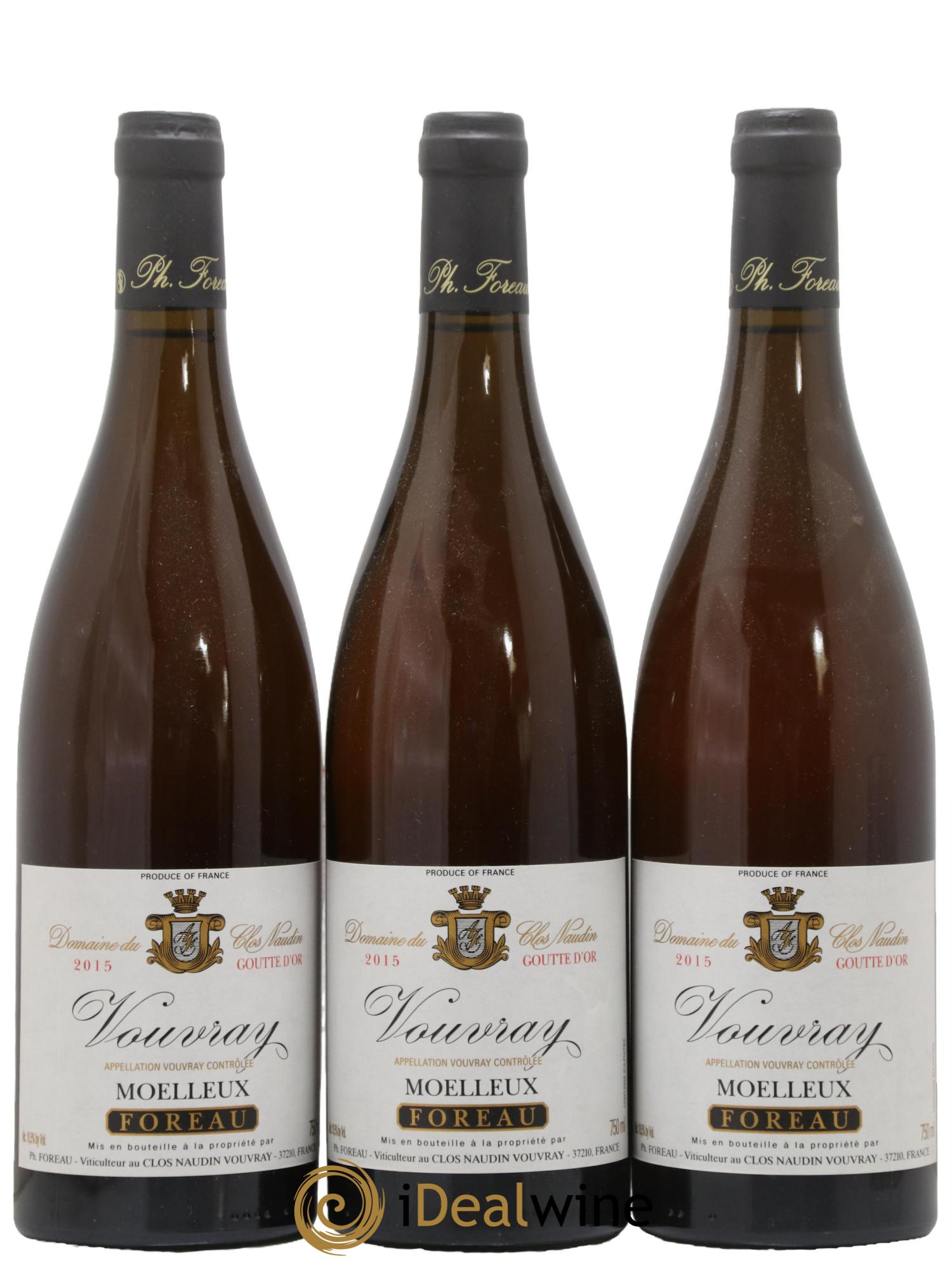 Vouvray Goutte d'Or Clos Naudin - Philippe Foreau 2015 - Lotto di 3 bottiglie - 0