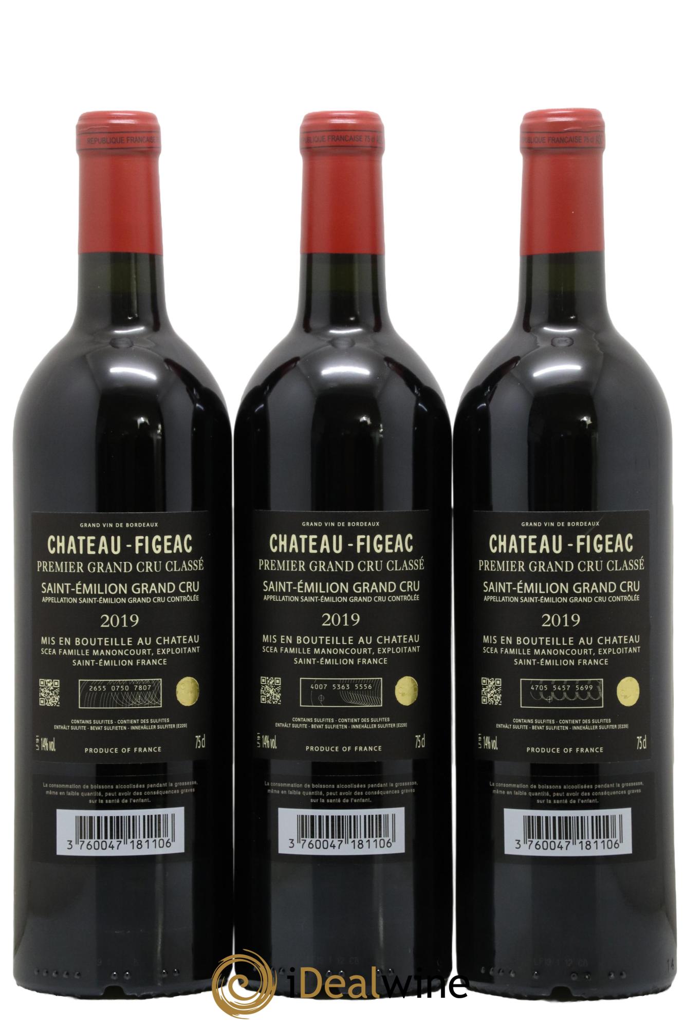 Château Figeac 1er Grand Cru Classé A 2019 - Posten von 3 Flaschen - 1