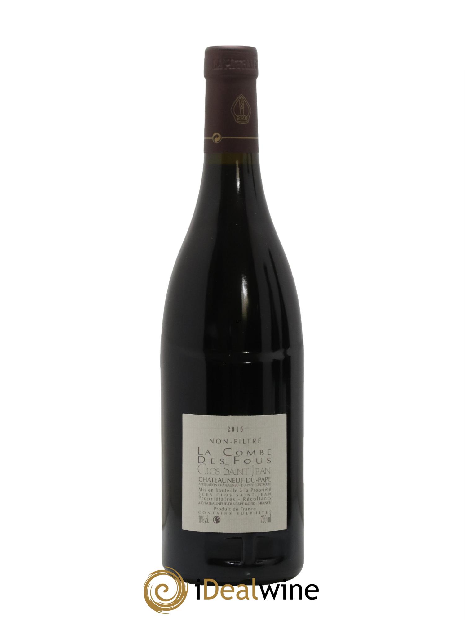 Châteauneuf-du-Pape Clos Saint-Jean La Combe des Fous Pascal et Vincent Maurel 2016 - Lot de 1 bouteille - 1