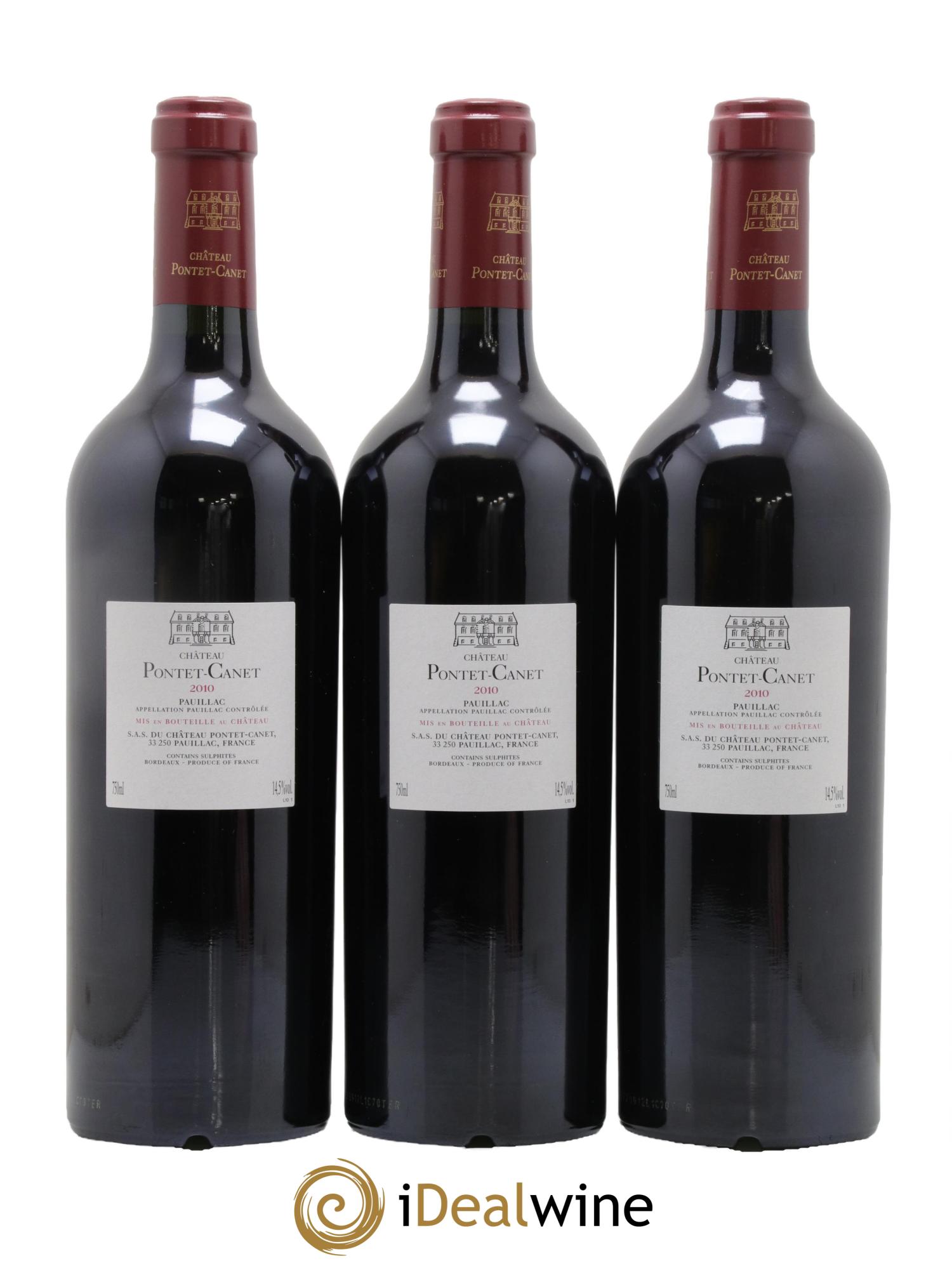 Château Pontet Canet 5ème Grand Cru Classé 2010 - Lot de 3 bouteilles - 1