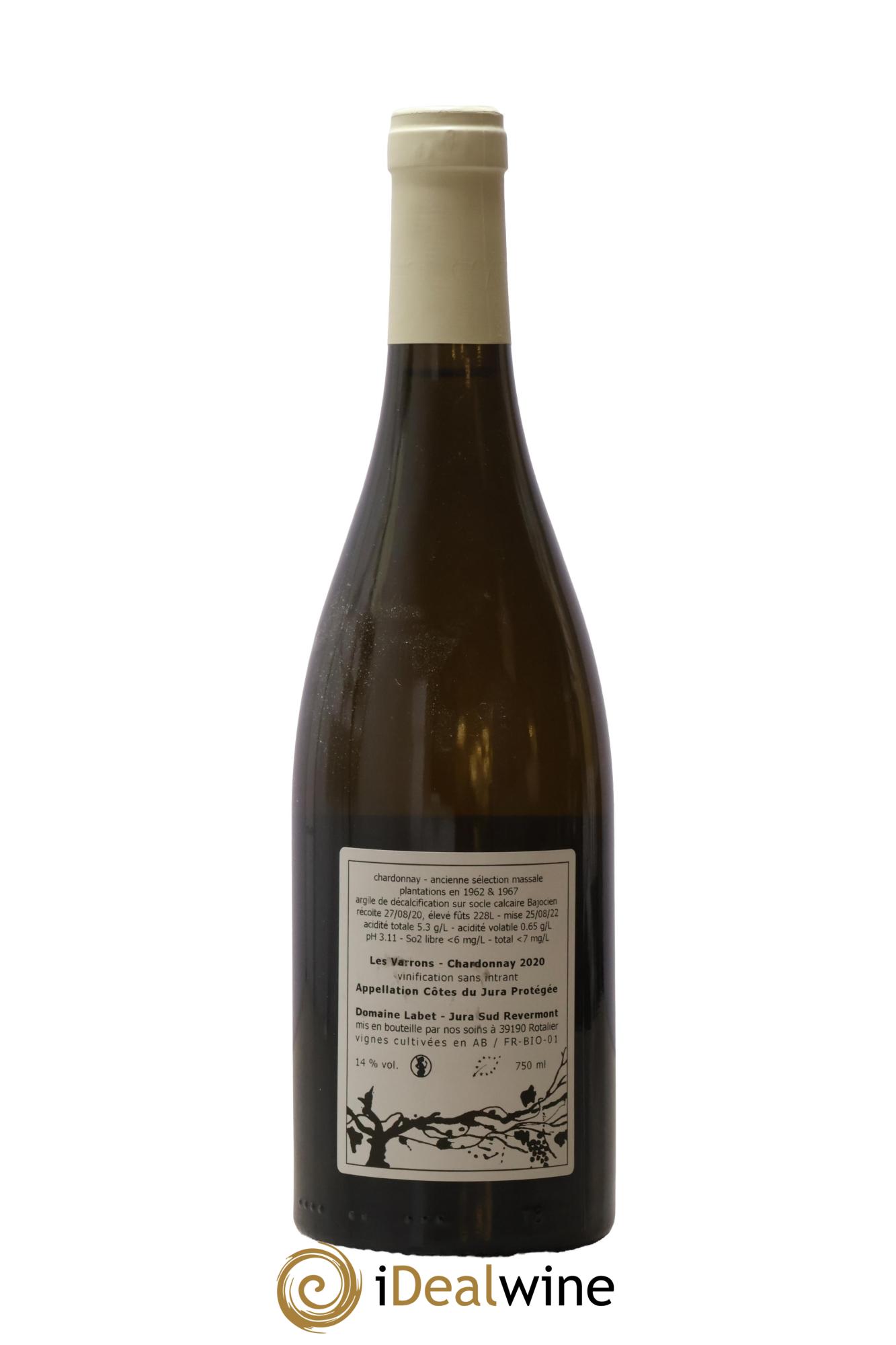 Côtes du Jura Chardonnay Les Varrons Romain - Julien - Charline Labet 2020 - Lot de 1 bouteille - 1