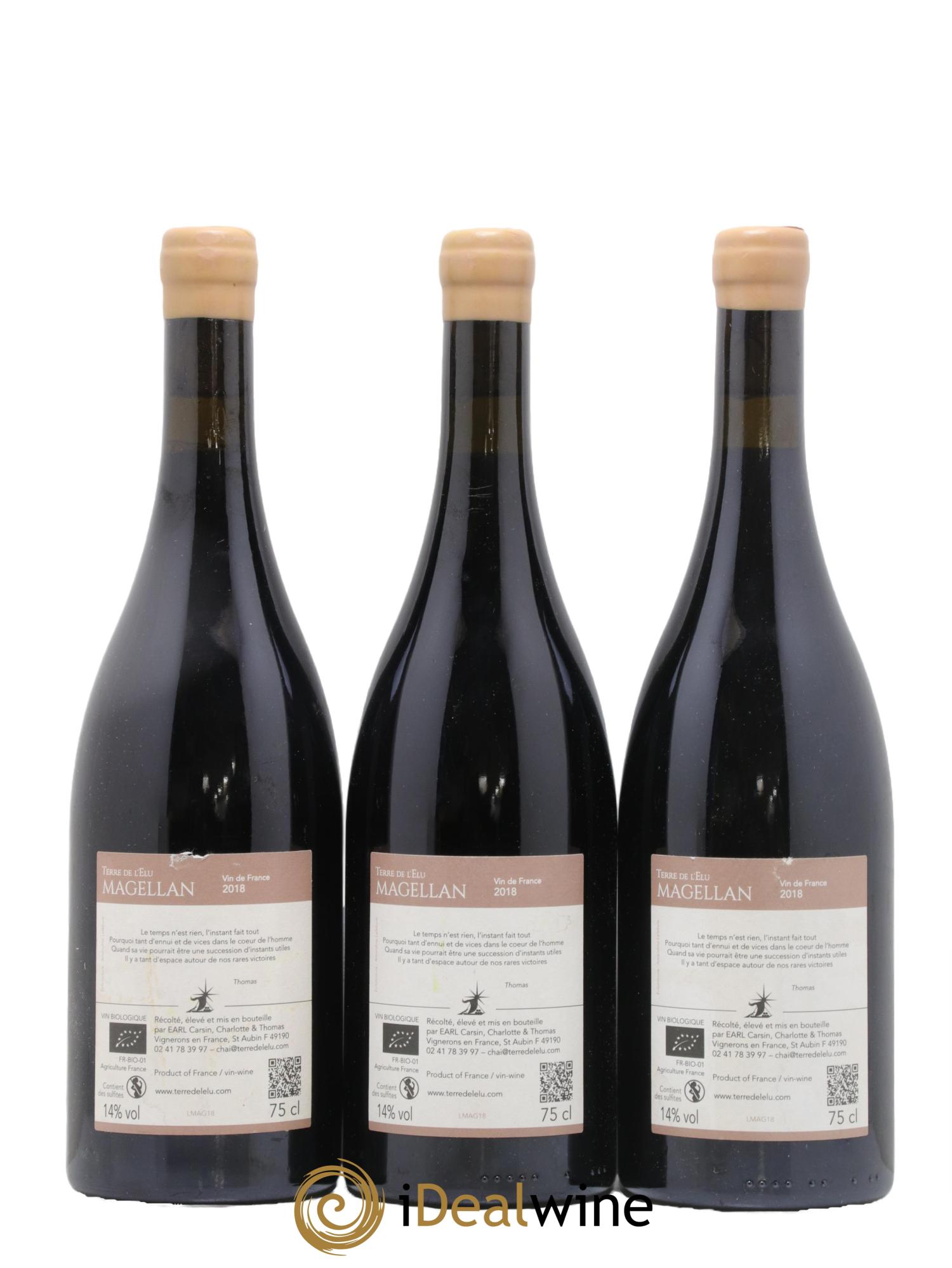 Vin de France Magellan Terre de l'Elu (Clos de L'Elu) 2018 - Lot de 3 bouteilles - 1