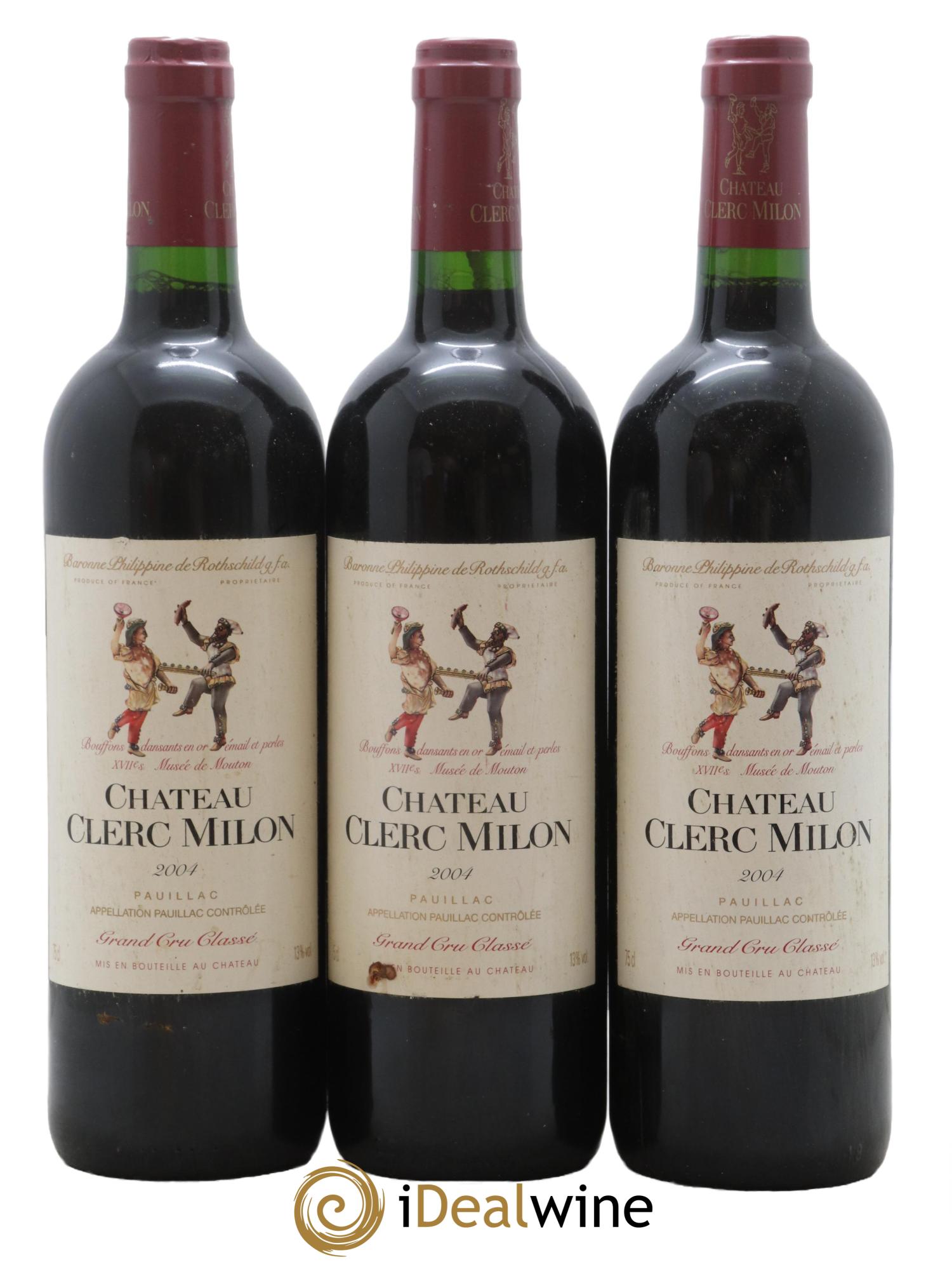 Château Clerc Milon 5ème Grand Cru Classé 2004 - Lot de 3 bouteilles - 0