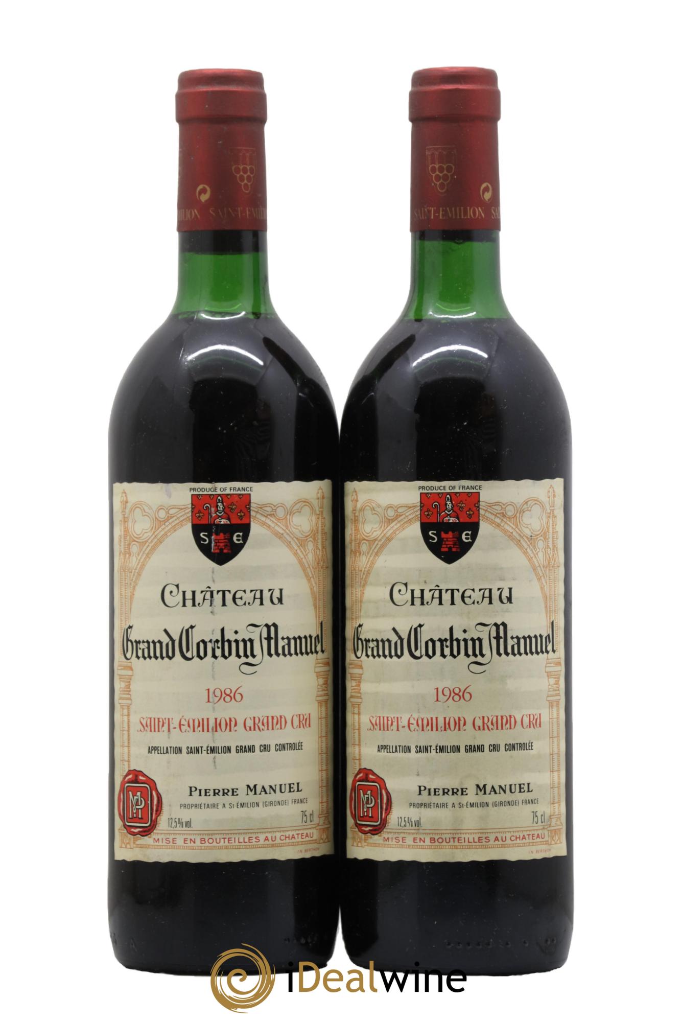 Château Grand Corbin Manuel 1986 - Lot de 2 bouteilles - 0