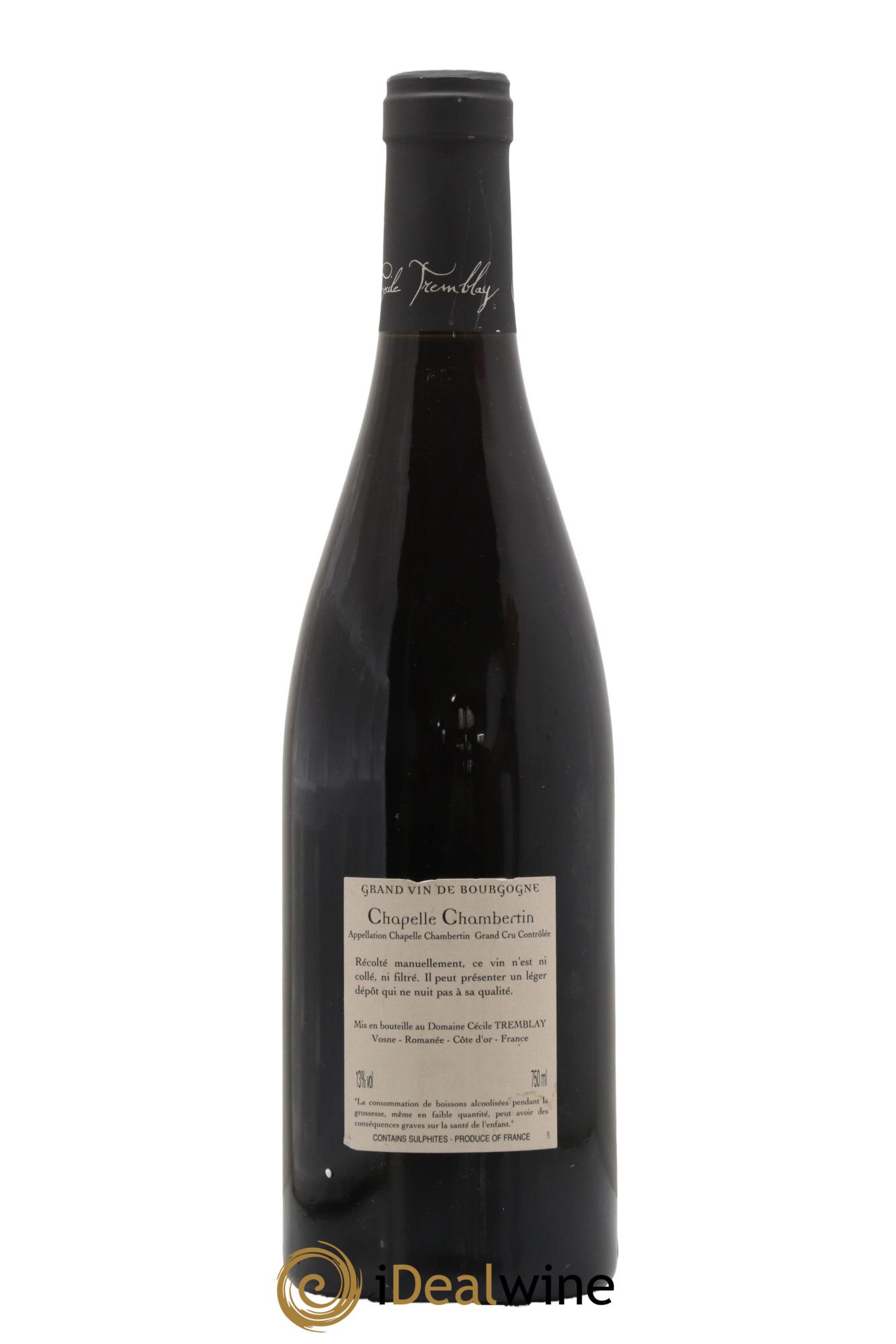 Chapelle-Chambertin Grand Cru Cécile Tremblay 2012 - Lot de 1 bouteille - 1