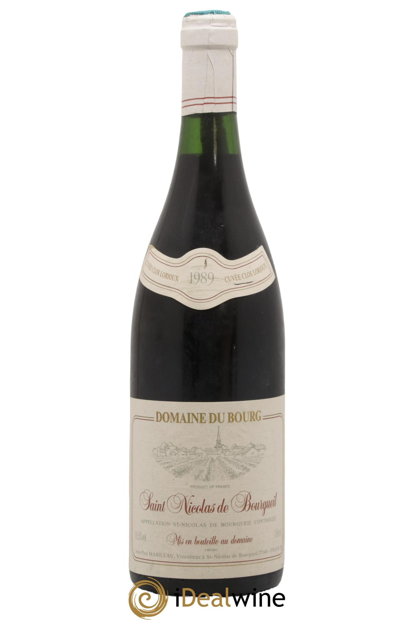Saint-Nicolas de Bourgueil cuvée Clos Lorieux Domaine du Bourg 1989 - Lot de 1 bouteille - 0