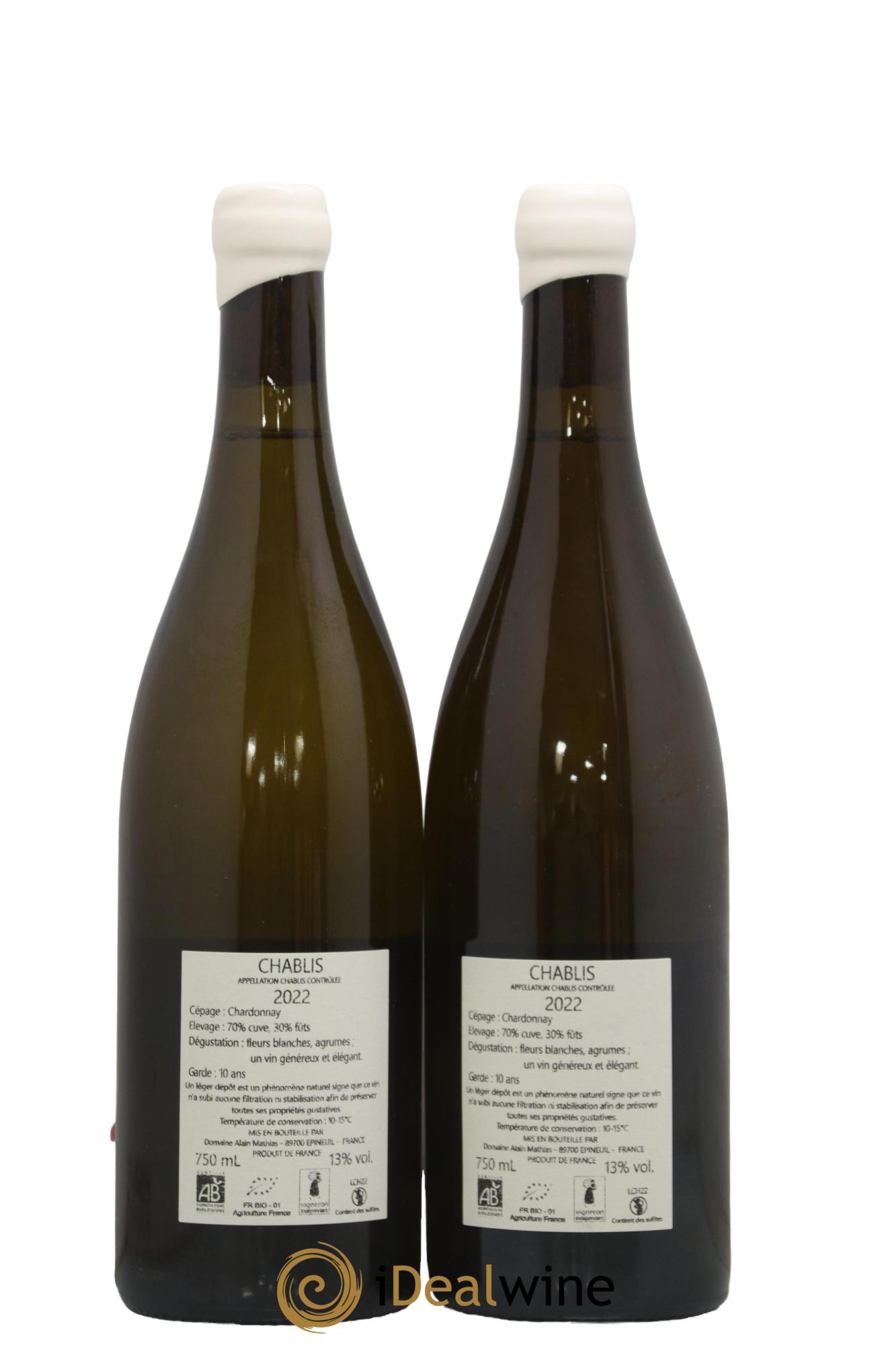Chablis Alain Mathias 2022 - Lot of 2 bottles - 1