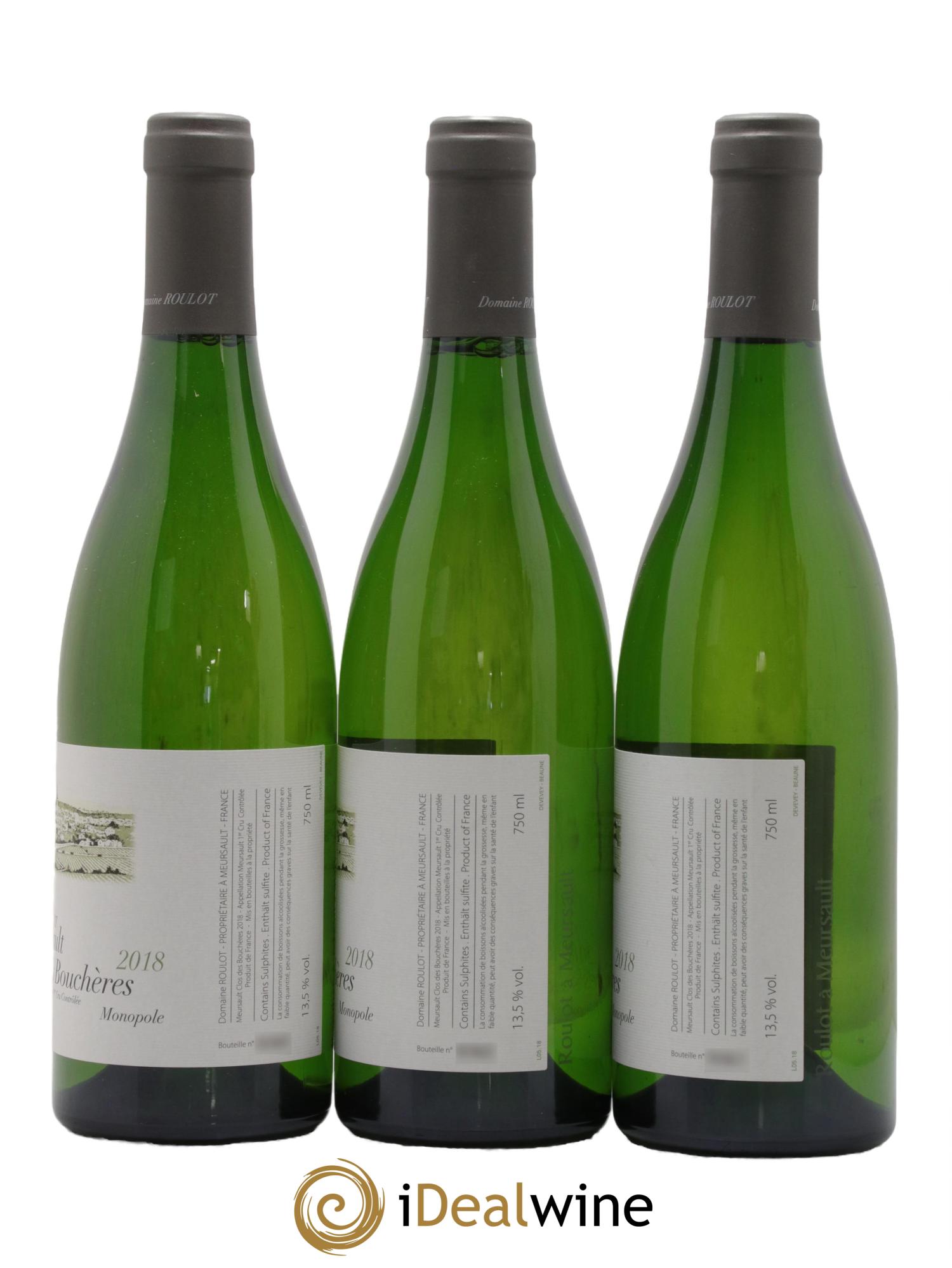 Meursault 1er Cru Clos des Bouchères Roulot (Domaine) 2018 - Lot de 3 bouteilles - 1