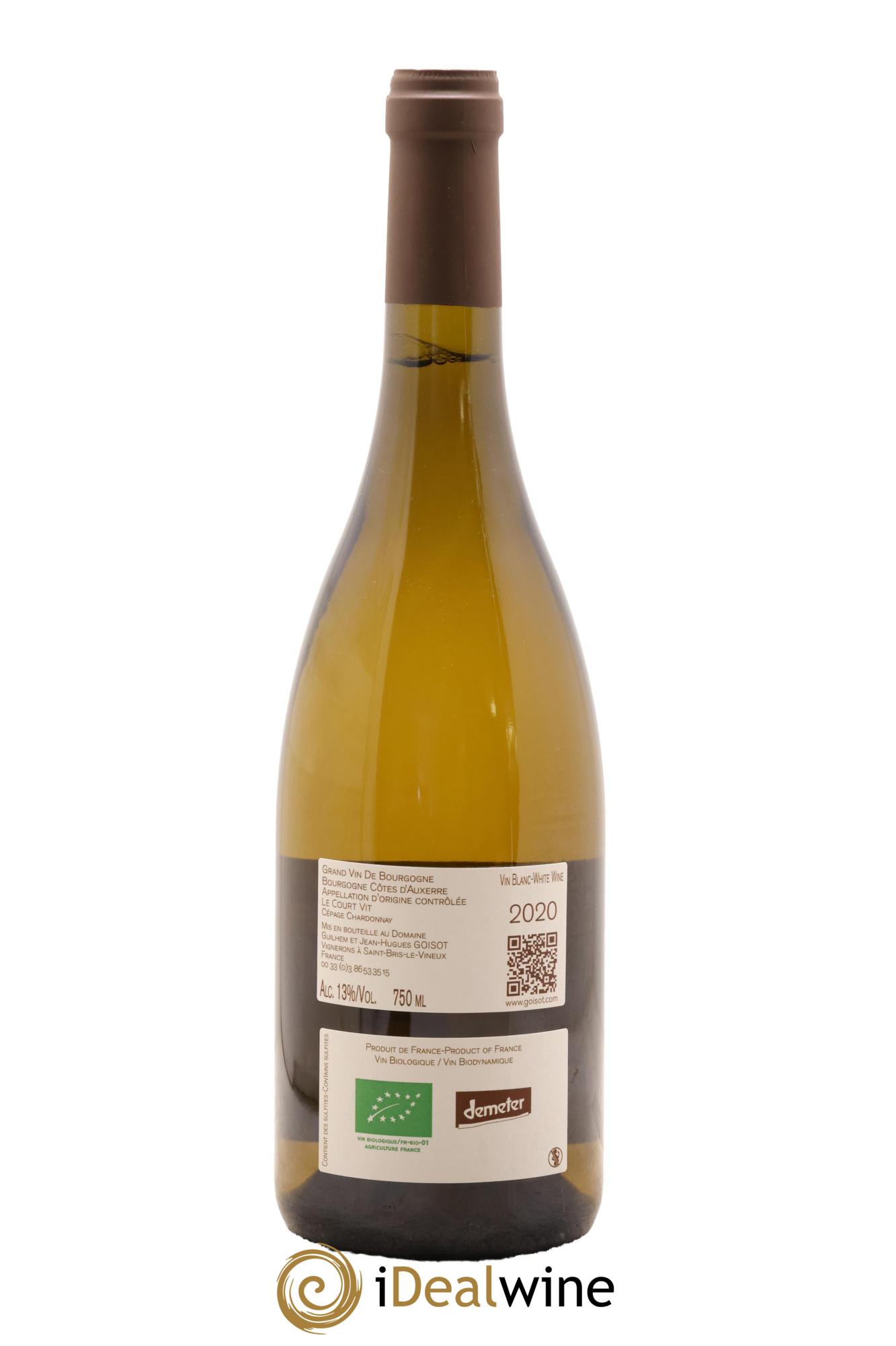 Bourgogne Côtes d'Auxerre Le Court Vit Goisot 2020 - Lot de 1 bouteille - 1