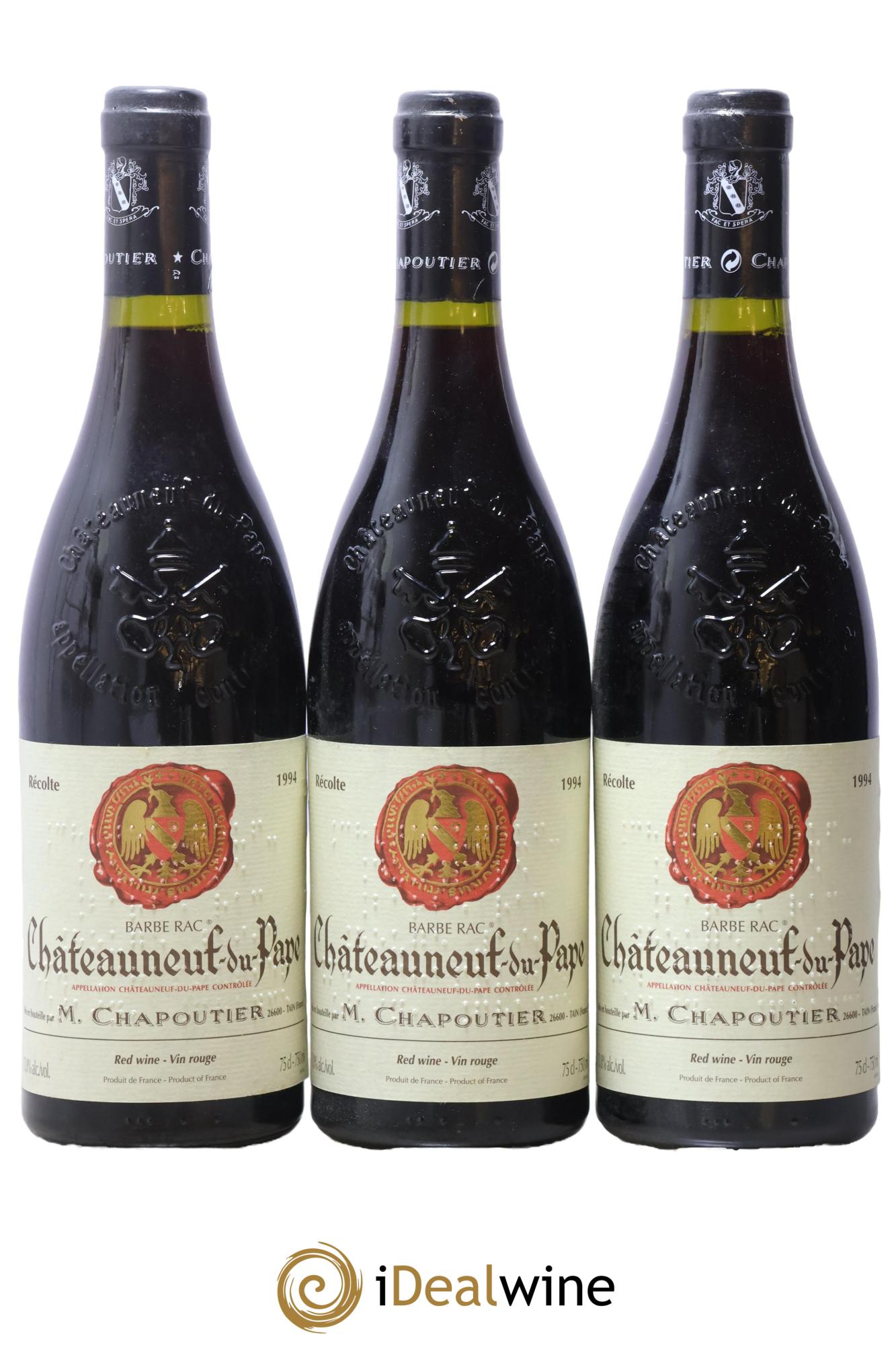 Châteauneuf-du-Pape Barbe Rac Chapoutier 1994 - Lotto di 3 bottiglie - 0
