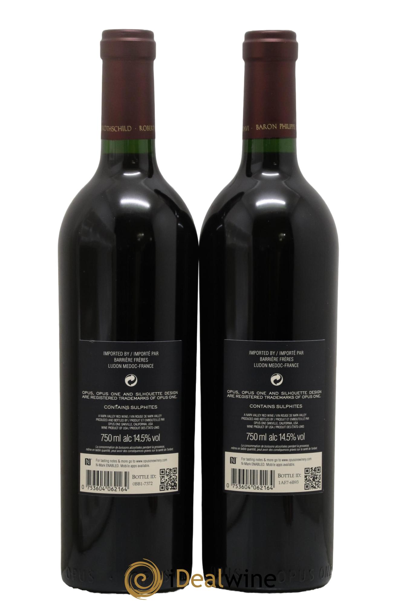 Napa Valley Opus One Robert Mondavi 2016 - Lot of 2 bottles - 1