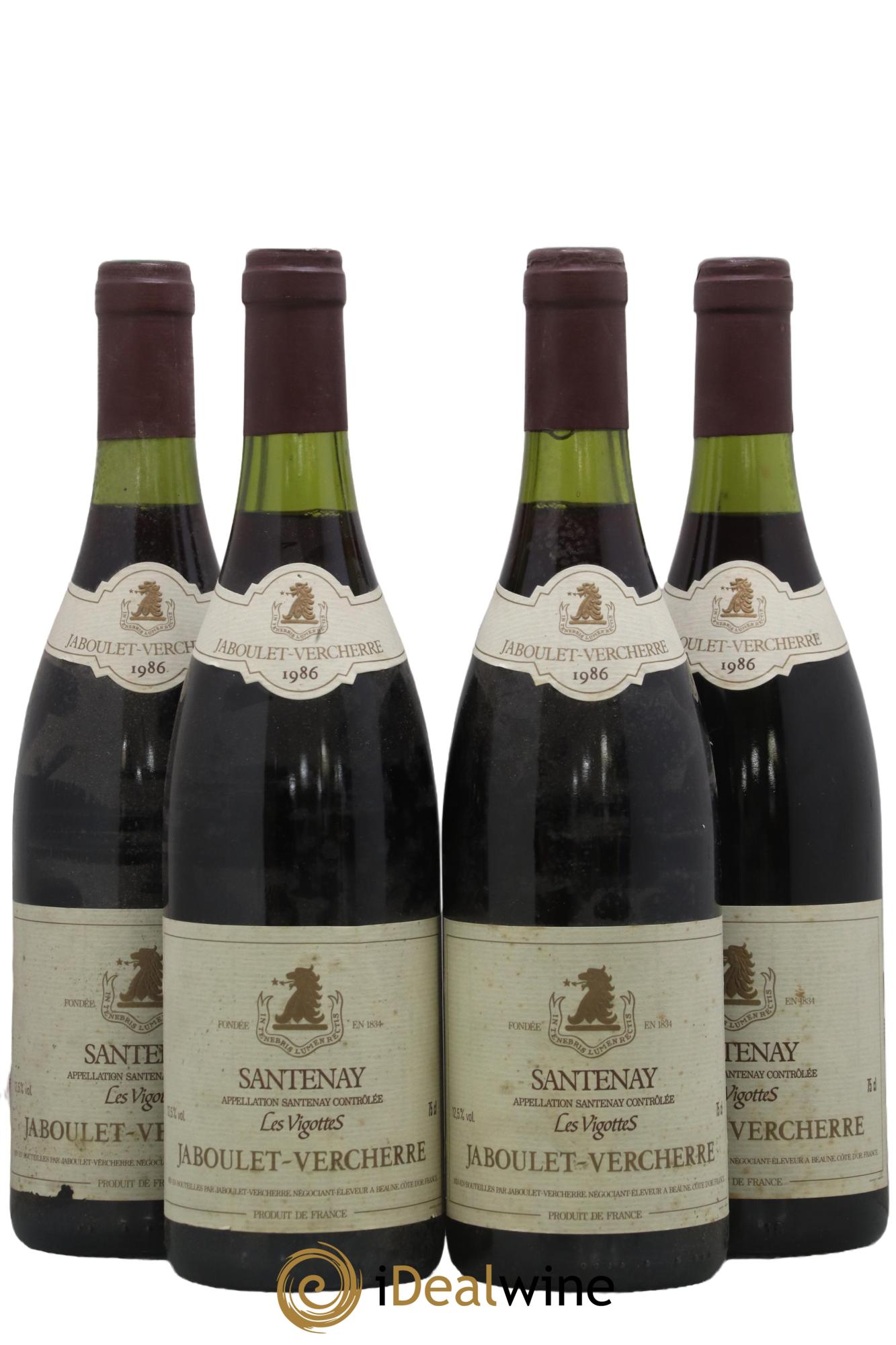 Santenay Les Vigottes Jaboulet-Vercherre 1986 - Lot de 4 bouteilles - 0