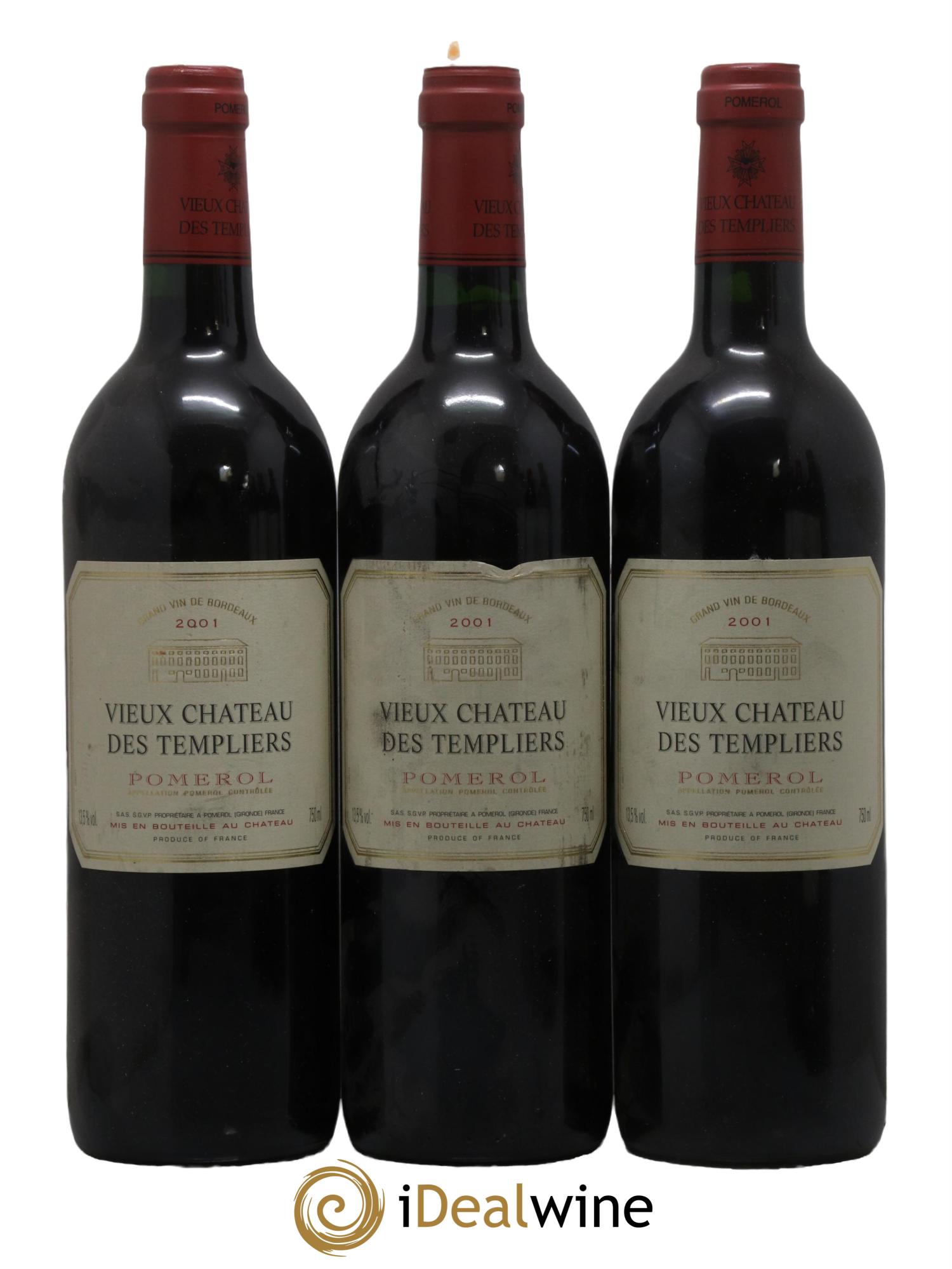 Pomerol Vieux Château des Templiers 2001 - Lot de 3 bouteilles - 0