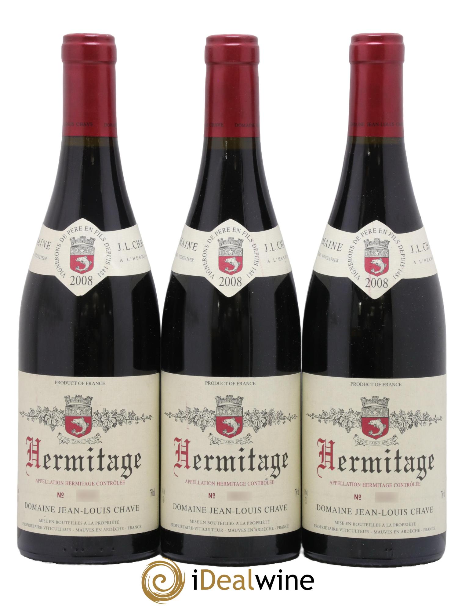 Hermitage Jean-Louis Chave 2008 - Lotto di 3 bottiglie - 0