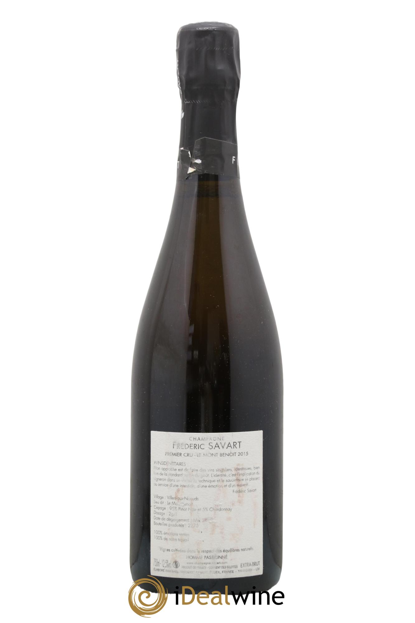 Le Mont Benoit 1er Cru Extra-Brut Vieille Vigne Savart 2015 - Lot de 1 bouteille - 1