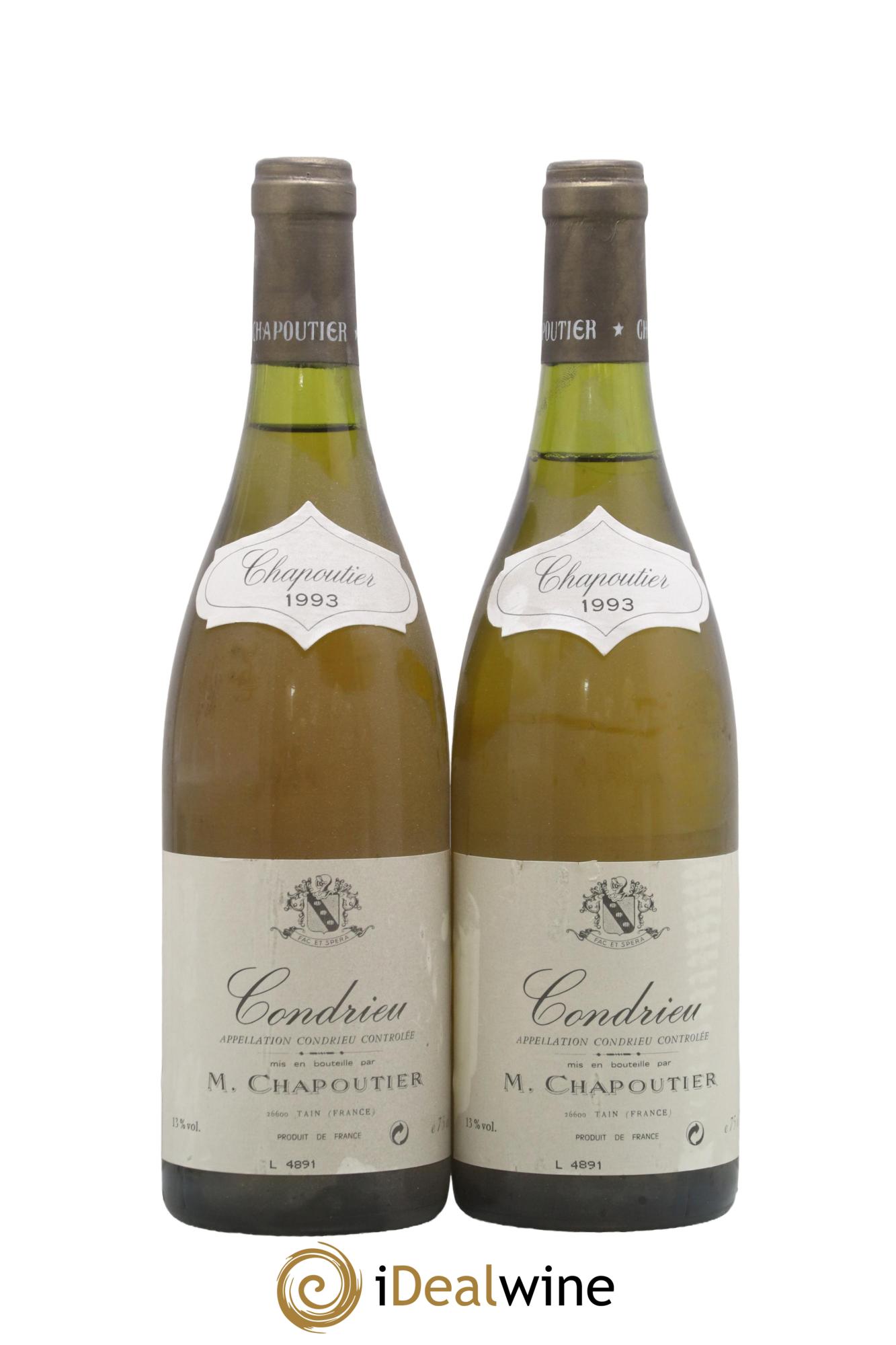 Condrieu Chapoutier 1993 - Lot of 2 bottles - 0