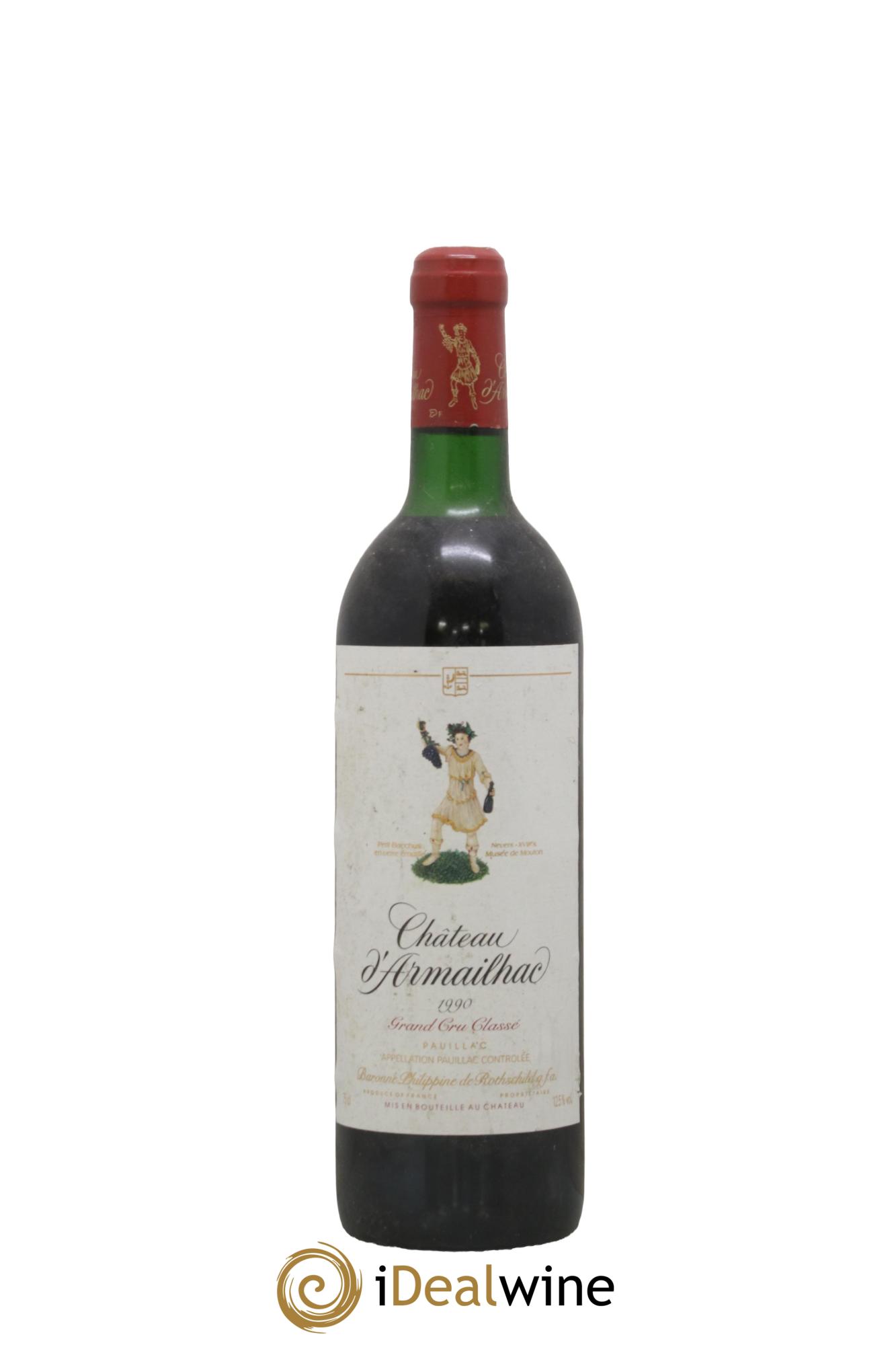 Château d' Armailhac - Mouton Baron(ne) Philippe 5ème Grand Cru Classé 1990 - Lot de 1 bouteille - 0