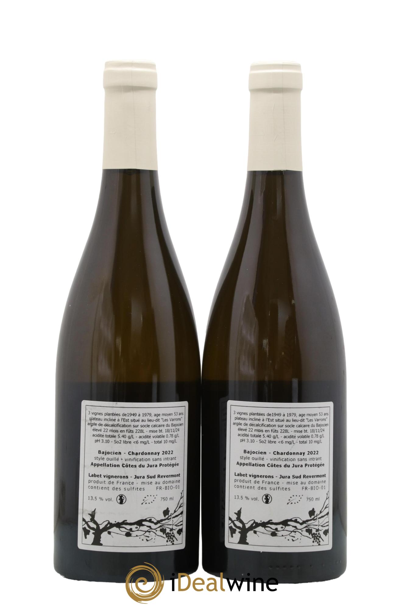 Côtes du Jura Chardonnay Bajocien Romain - Julien  - Charline Labet 2022 - Posten von 2 Flaschen - 1