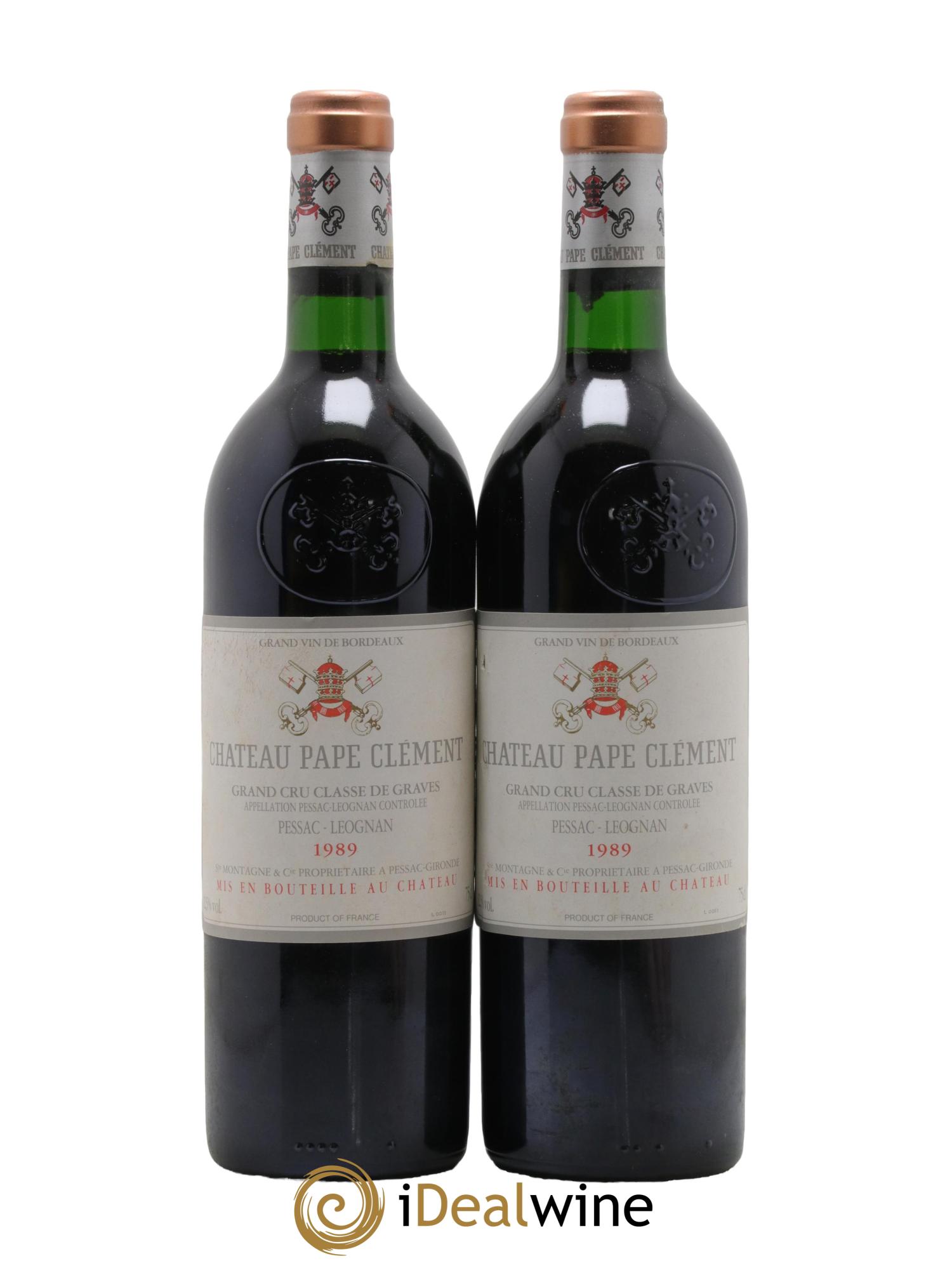 Château Pape Clément Cru Classé de Graves 1989 - Lot de 2 bouteilles - 0