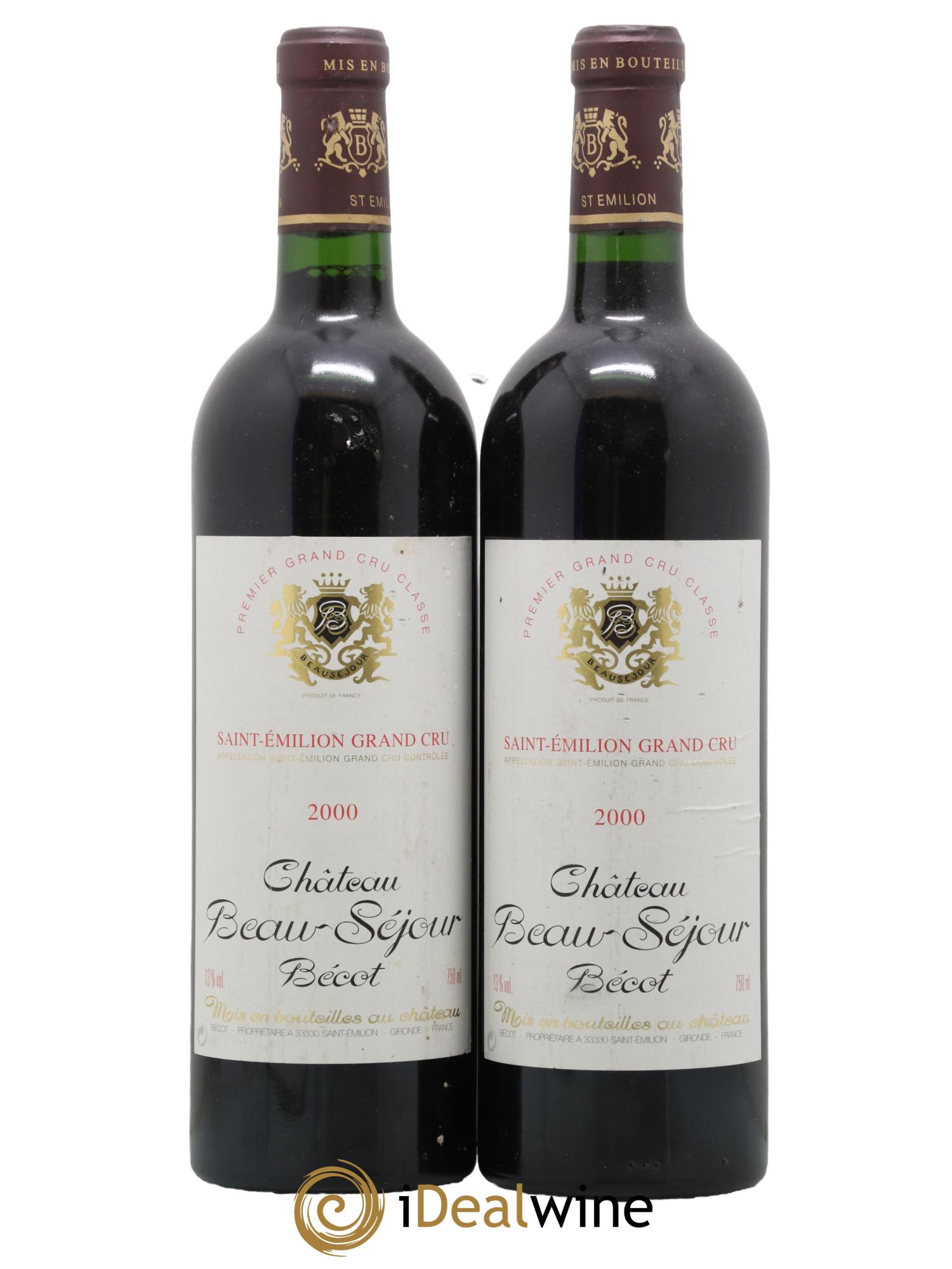 Château Beau-Séjour Bécot 1er Grand Cru Classé B 2000 - Lot de 2 bouteilles - 0