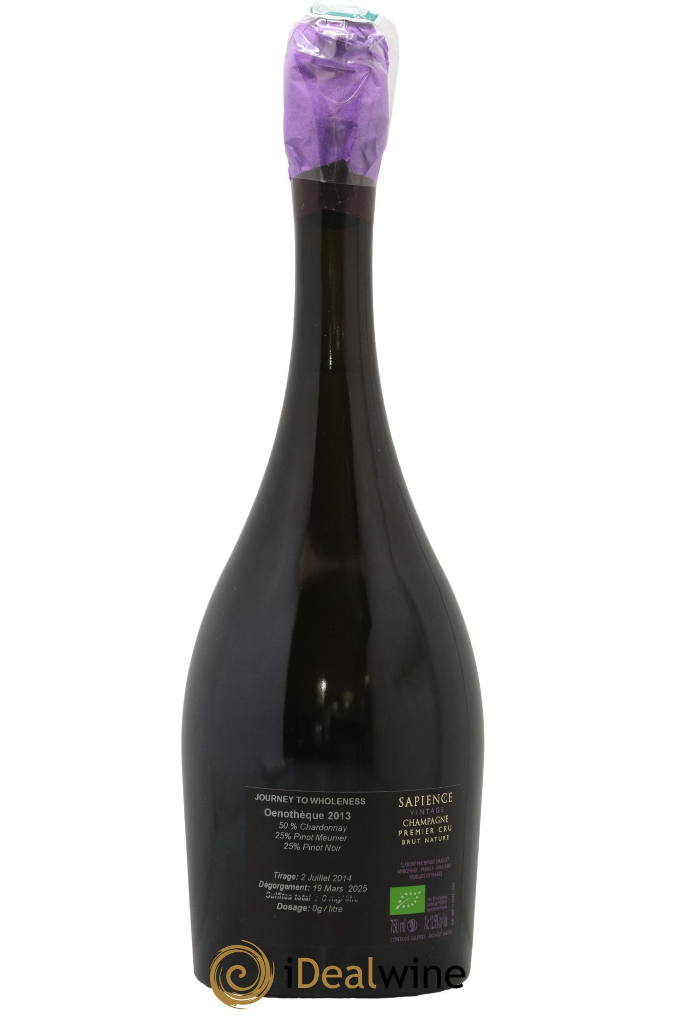 Sapience Oeno 1er Cru Brut Nature Marguet 2013 - Lot of 1 bottle - 1