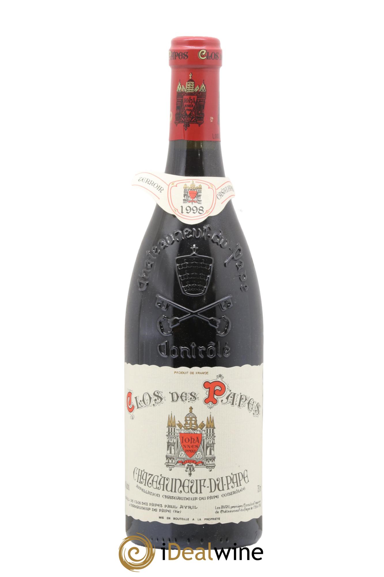 Châteauneuf-du-Pape Clos des Papes - Paul Avril 1998 - Lot de 1 bouteille - 0