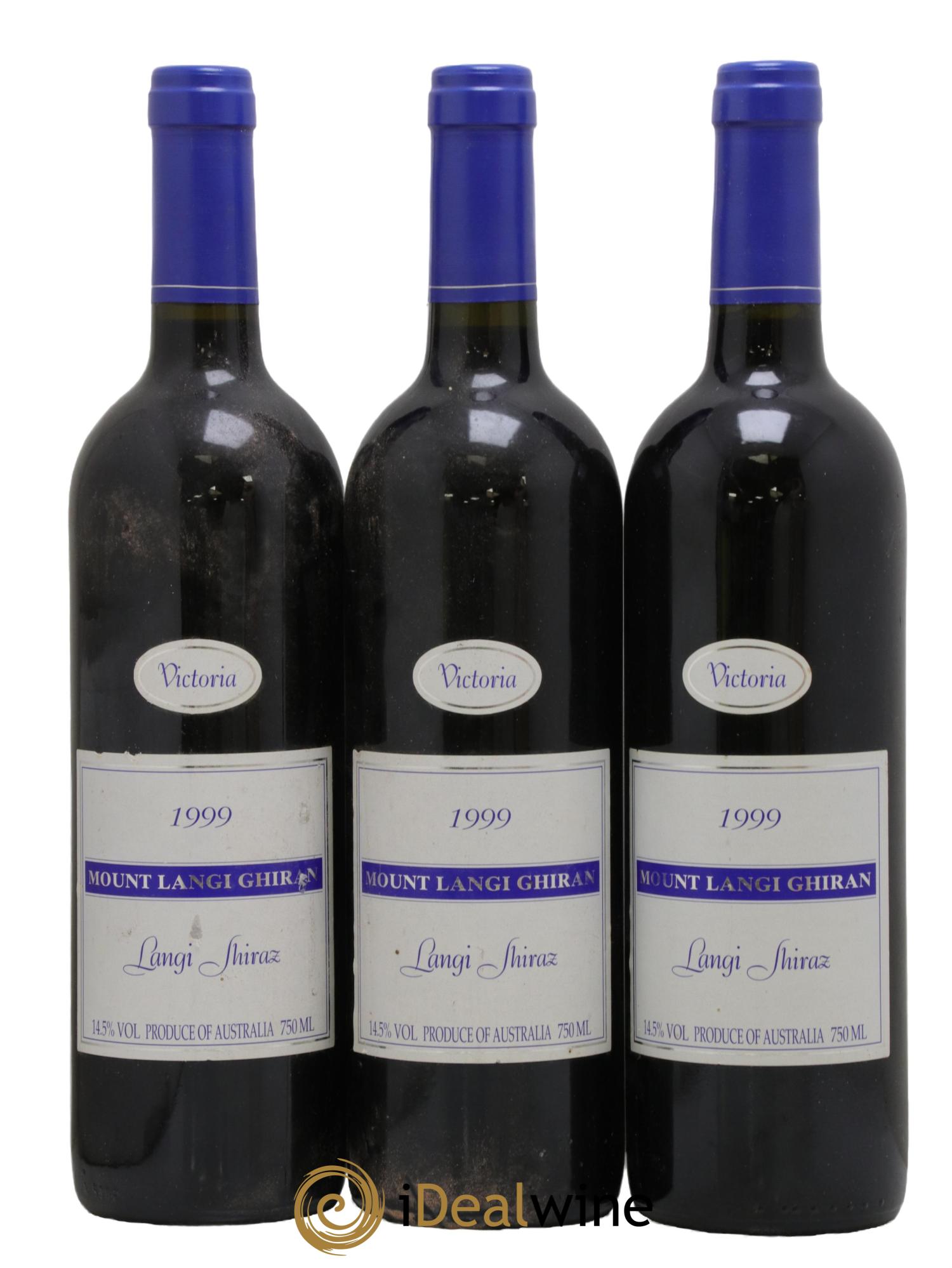 Grampians Mount Langi Ghiran Langi Shiraz 1999 - Lot de 3 bouteilles - 0