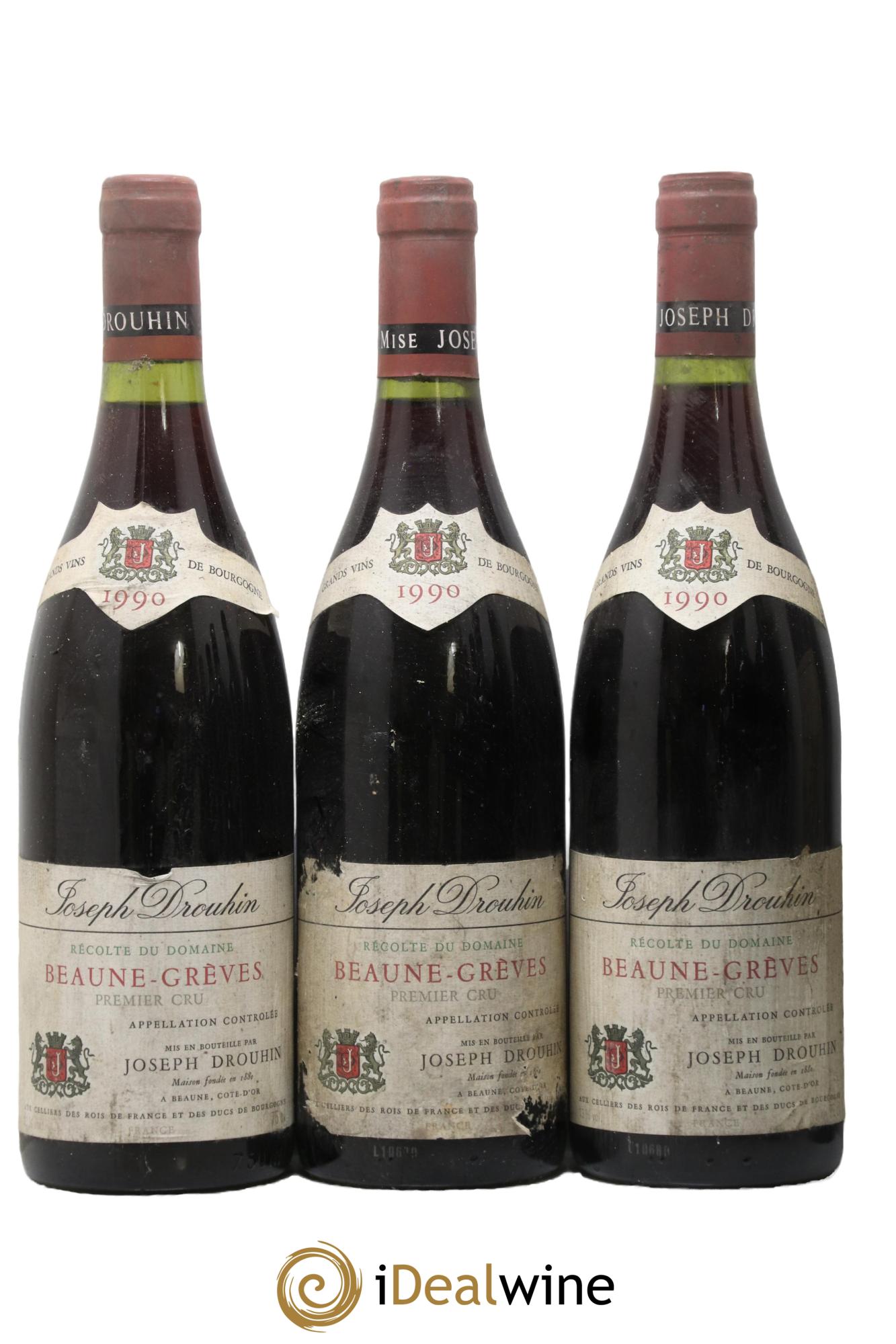 Beaune 1er Cru Grèves Joseph Drouhin 1990 - Lot of 3 bottles - 0