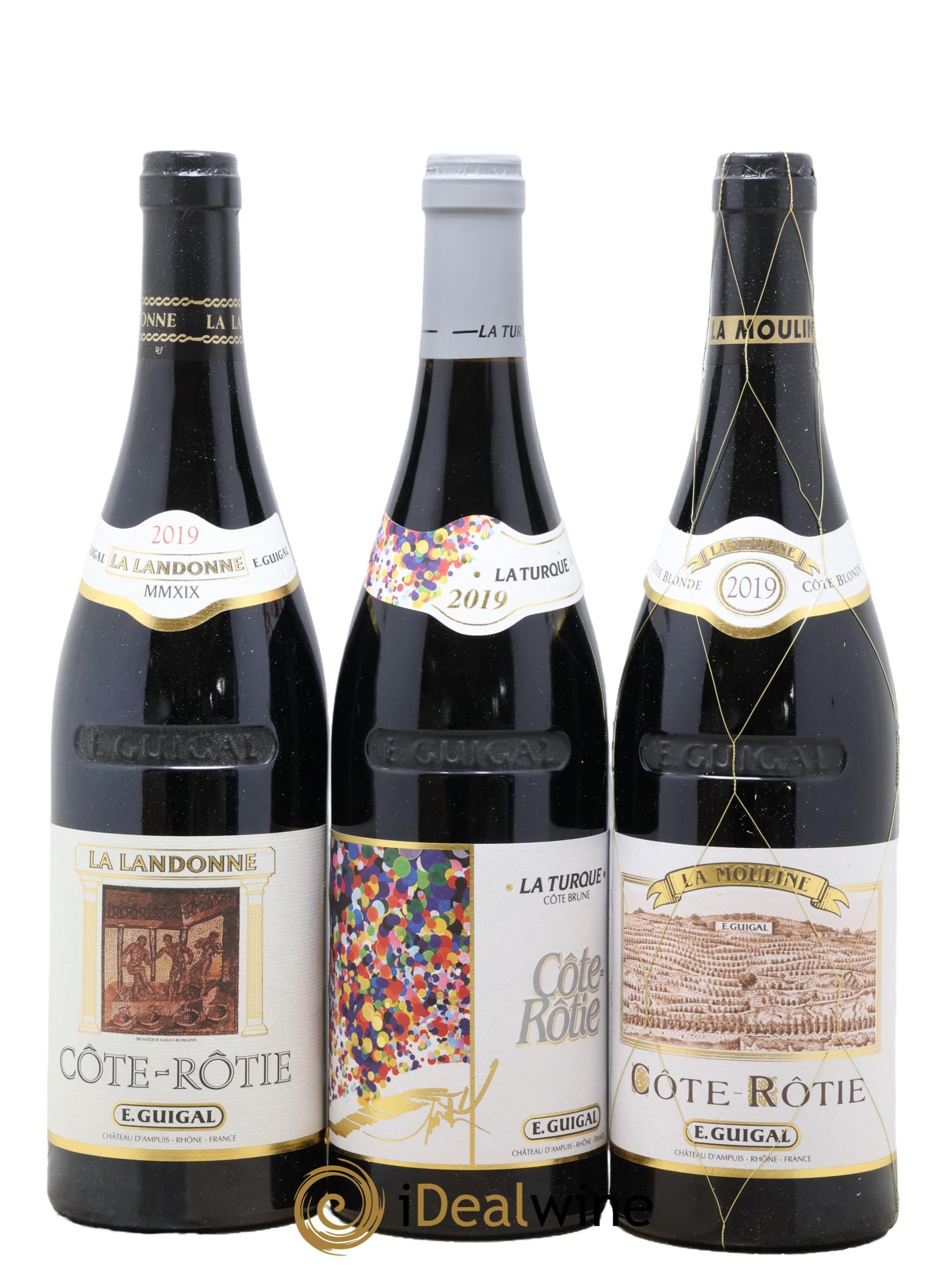 Côte-Rôtie Guigal Trilogie La Turque - La Landonne - La Mouline 2019 - Lot of 3 bottles - 0