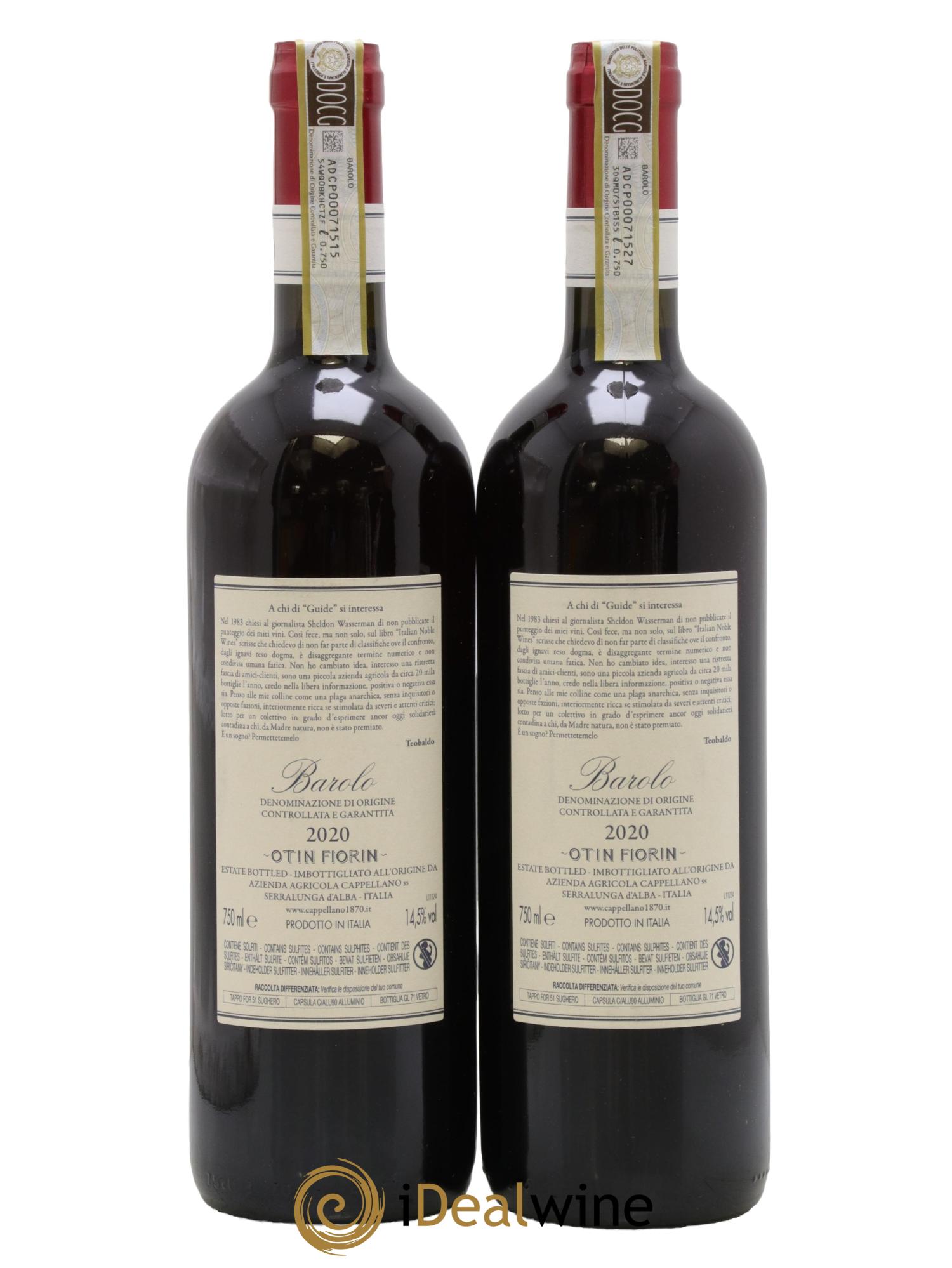 Barolo DOCG Pié Franco Cappellano 2020 - Lot of 2 bottles - 1