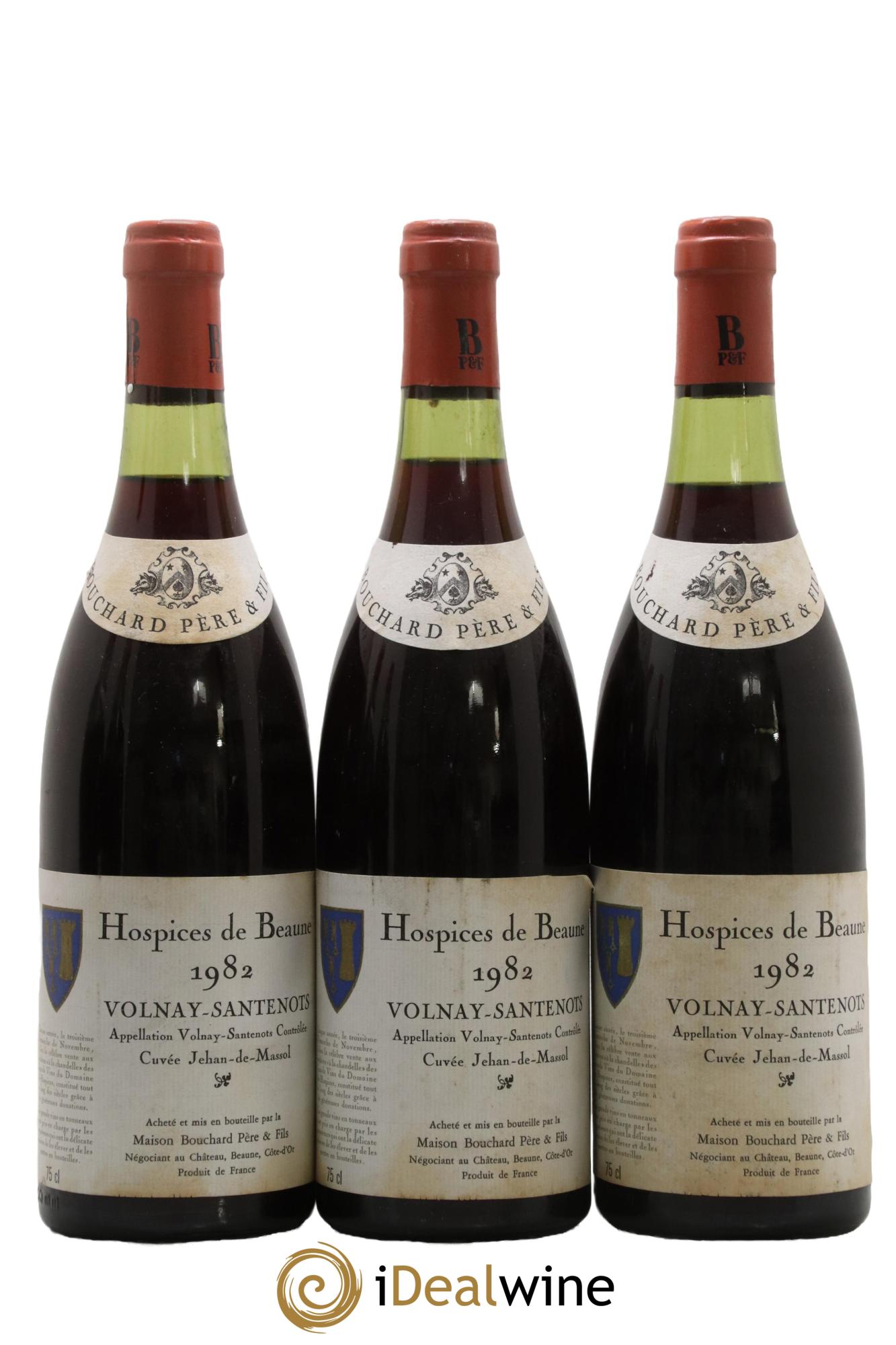 Volnay Santenots Cuvée Jehan de Massol Hospices de Beaune Maison Bouchard Père et Fils 1982 - Lot de 3 bouteilles - 0