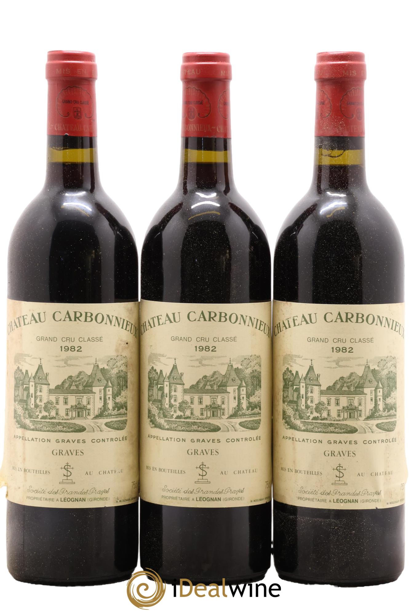 Château Carbonnieux Cru Classé de Graves 1982 - Lot de 3 bouteilles - 0