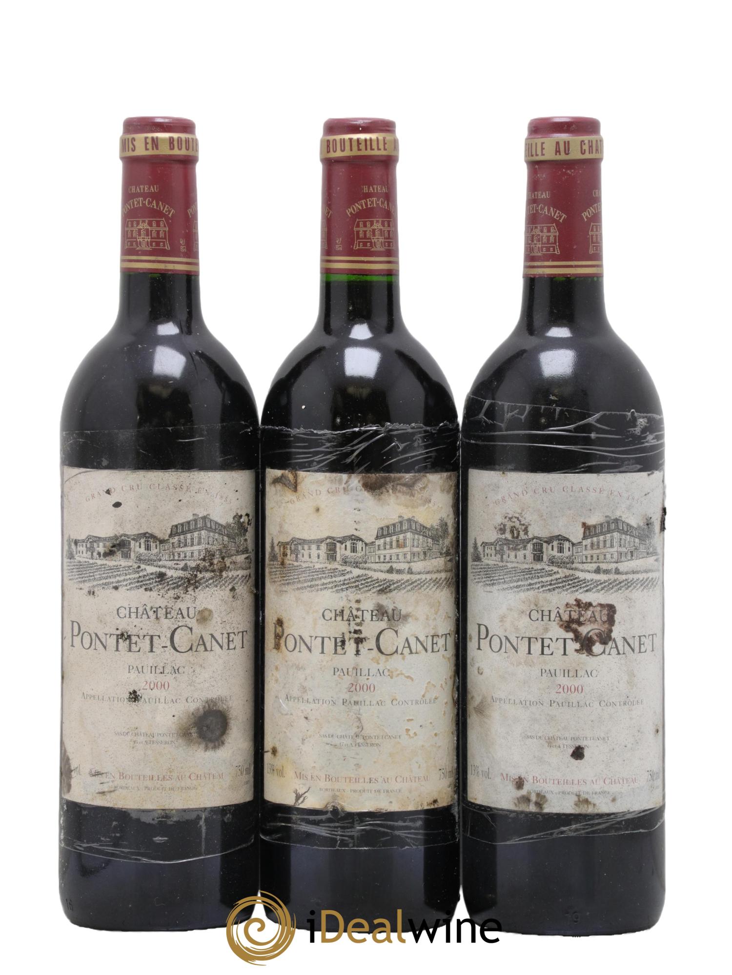 Château Pontet Canet 5ème Grand Cru Classé 2000 - Lot de 3 bouteilles - 0