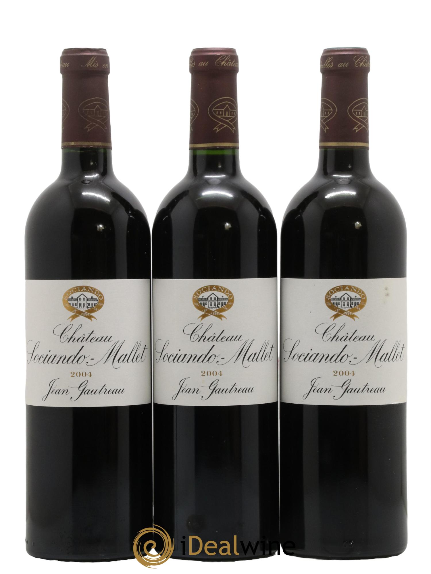 Château Sociando Mallet 2004 - Lot de 3 bouteilles - 0