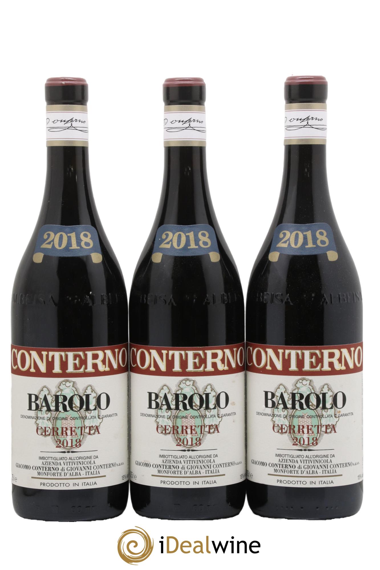 Barolo DOCG Cerretta Giacomo Conterno 2018 - Lot de 3 bouteilles - 0