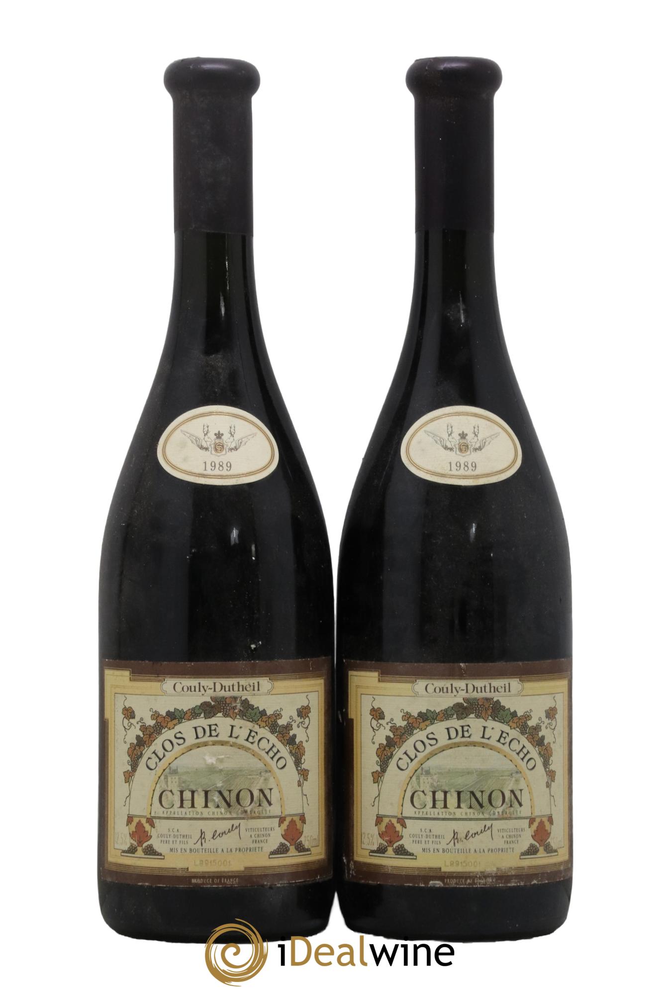 Chinon Clos de l'Echo Couly-Dutheil 1989 - Lot de 2 bouteilles - 0