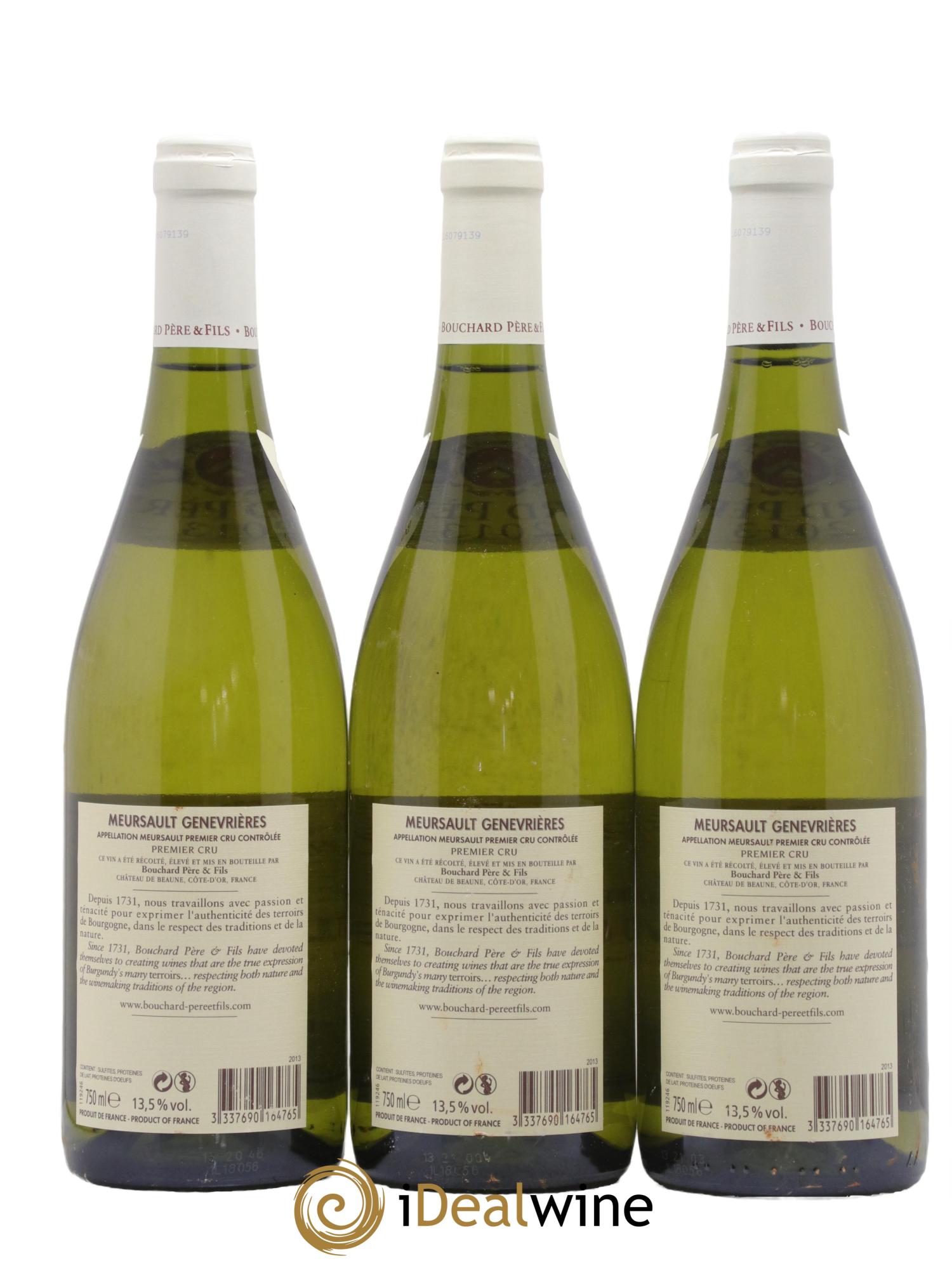 Meursault 1er Cru Genevrières Bouchard Père & Fils  2013 - Lotto di 3 bottiglie - 1