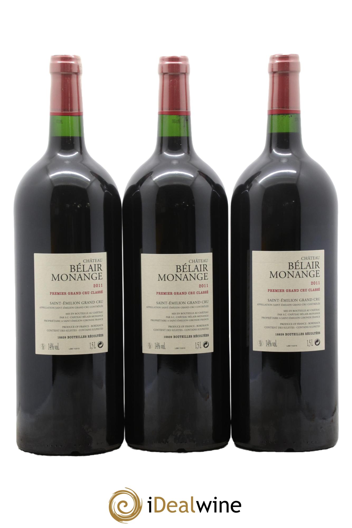 Château Belair (Belair-Monange) 1er Grand Cru Classé B 2011 - Lotto di 3 magnum - 1
