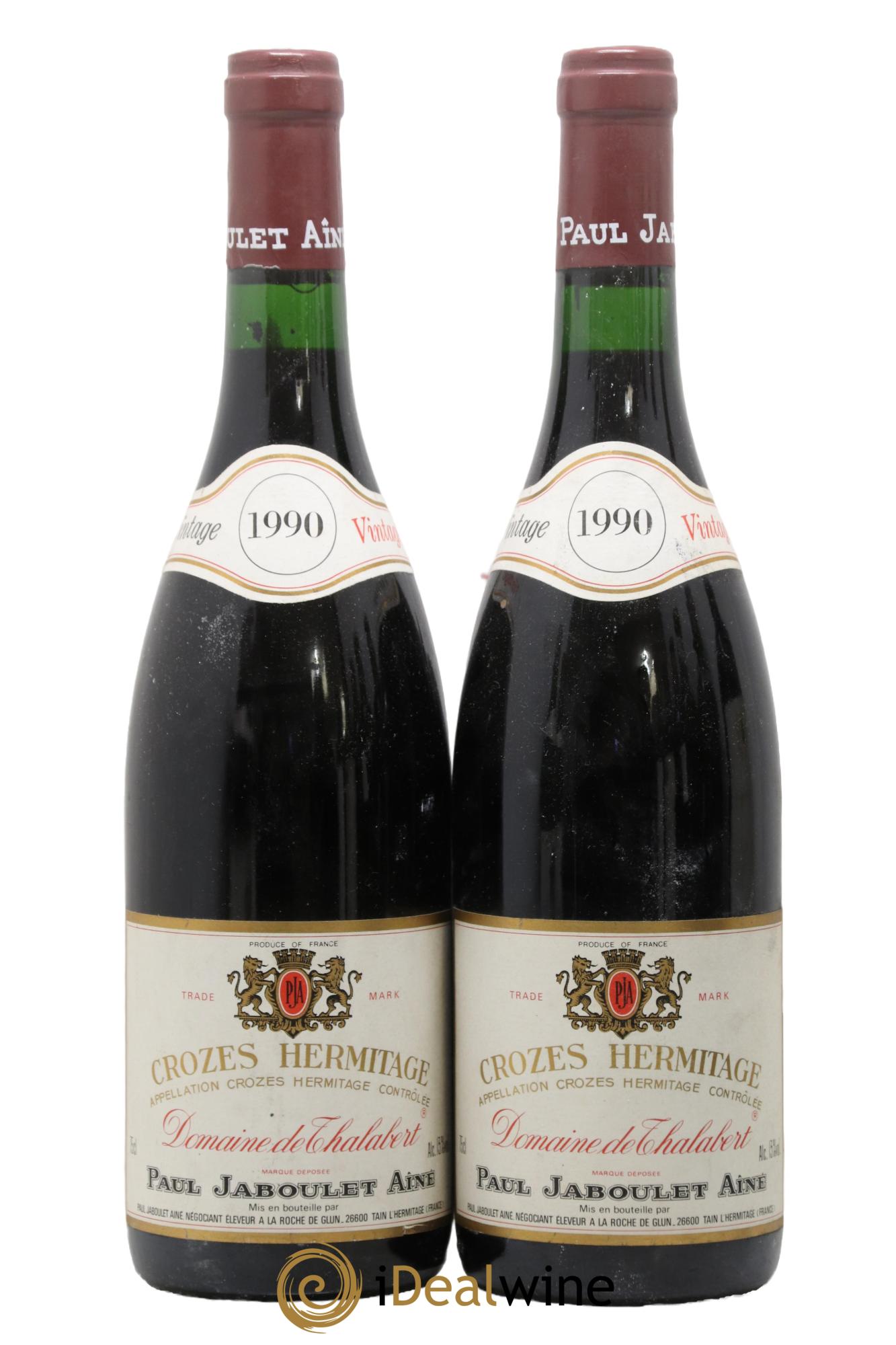 Crozes-Hermitage Domaine de Thalabert Paul Jaboulet Ainé 1990 - Lot de 2 bouteilles - 0