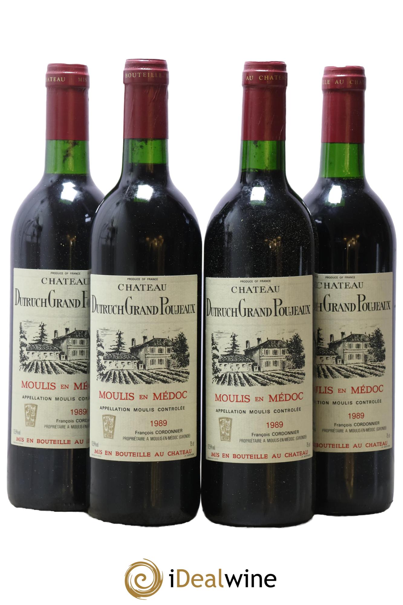 Château Dutruch Grand Poujeaux Cru Bourgeois 1989 - Lotto di 4 bottiglie - 0