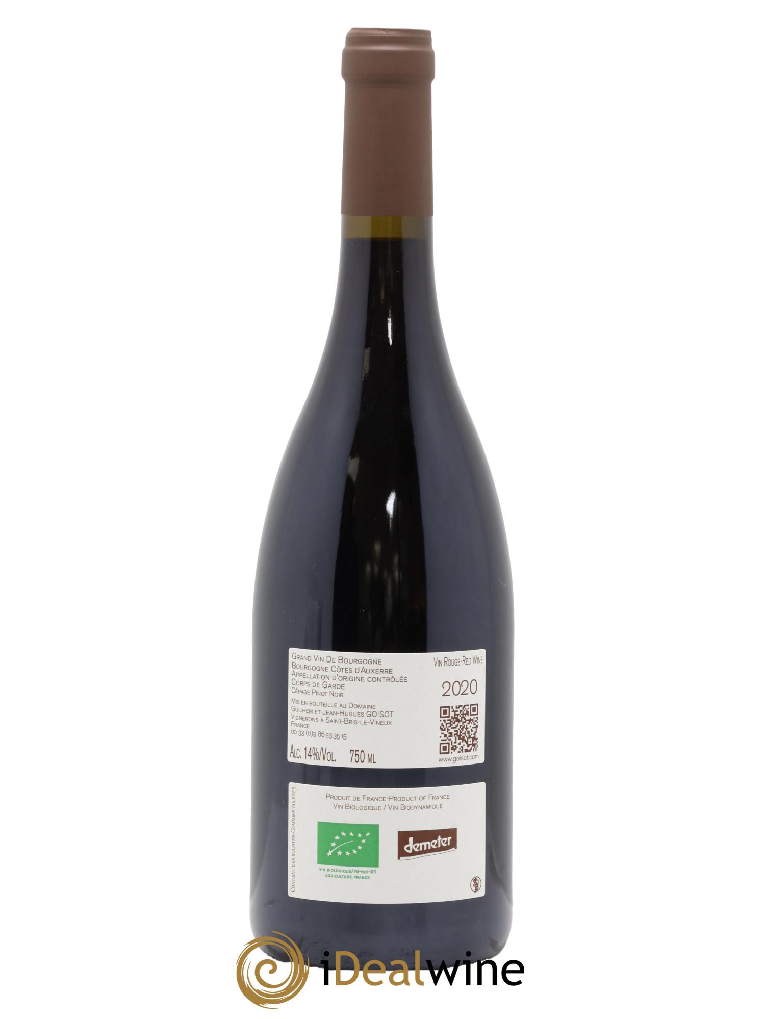 Bourgogne Côtes d'Auxerre Corps de Garde Goisot 2020 - Lot de 1 bouteille - 1