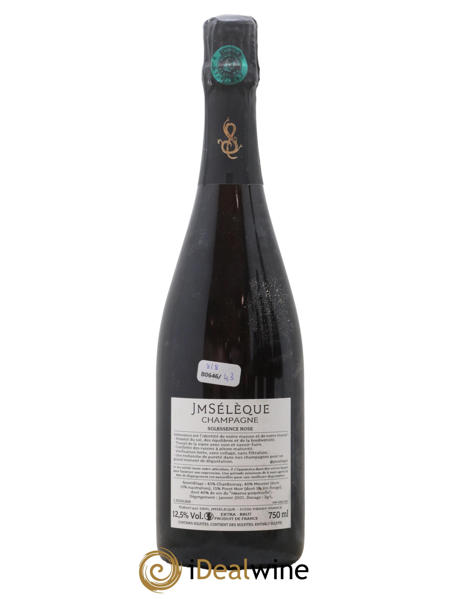 Champagne - Solessence Rosé Sélèque - Lot de 1 bouteille - 1