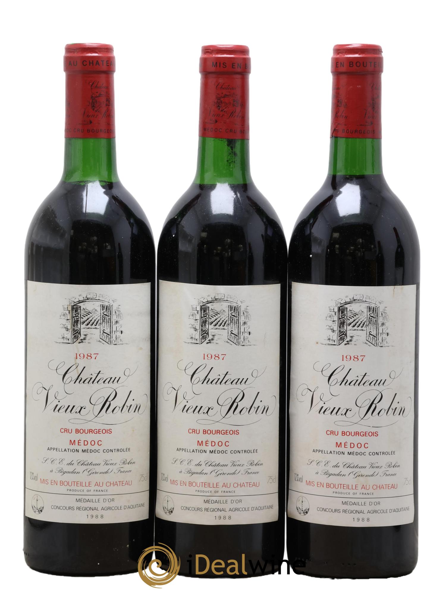 Château Vieux Robin Cru Bourgeois 1987 - Lot de 3 bouteilles - 0