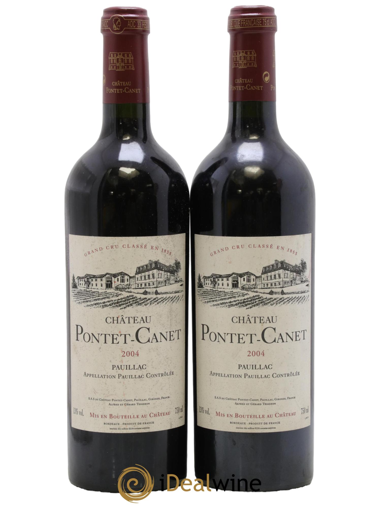 Château Pontet Canet 5ème Grand Cru Classé 2004 - Lot de 2 bouteilles - 0