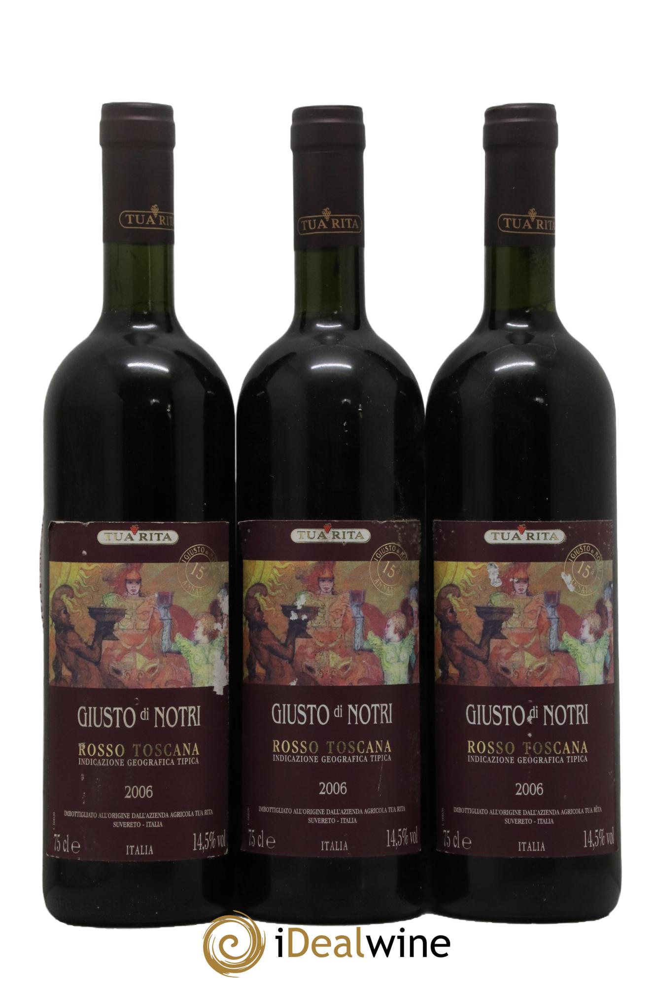 Toscana IGT Tua Rita Giusto di Notri 2006 - Lot de 3 bouteilles - 0