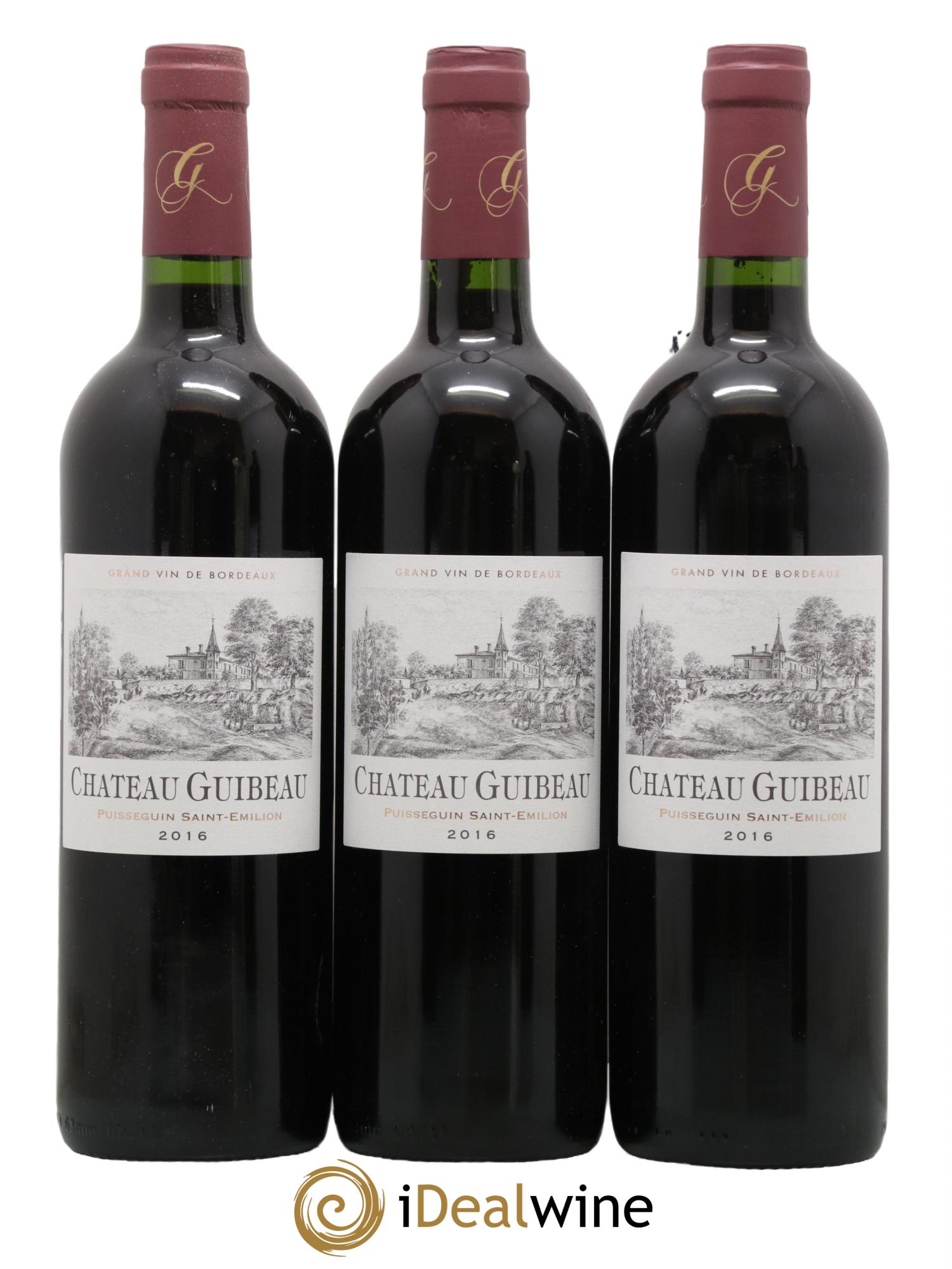 Puisseguin Saint-Émilion Chateau Guibeau 2016 - Lot de 3 bouteilles - 0