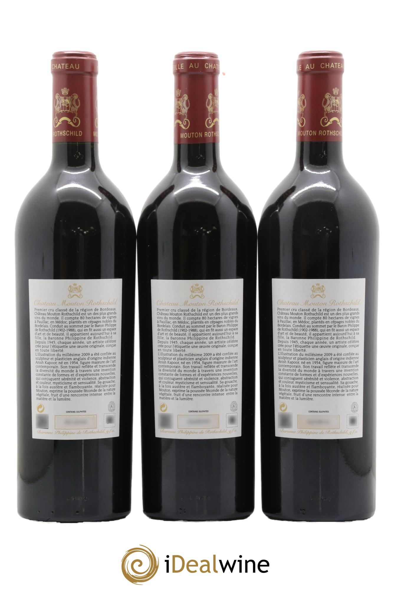 Château Mouton Rothschild 1er Grand Cru Classé 2009 - Lot of 3 bottles - 1